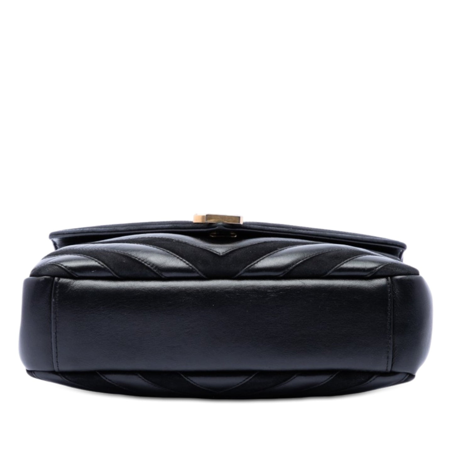 Saint Laurent Medium Calfskin and Suede Chevron Monogram College Satchel