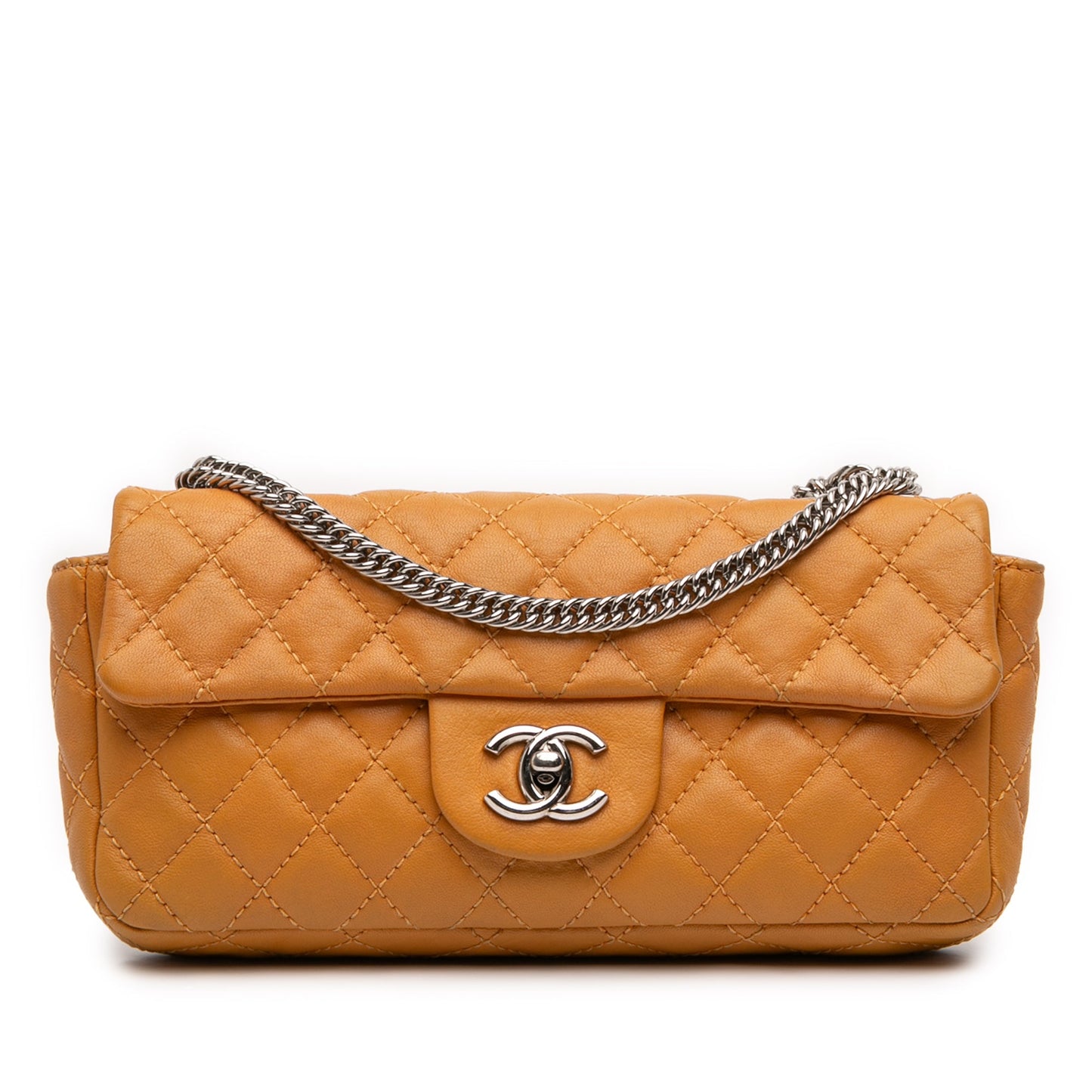 Chanel CC Quilted Lambskin East West Single Flap