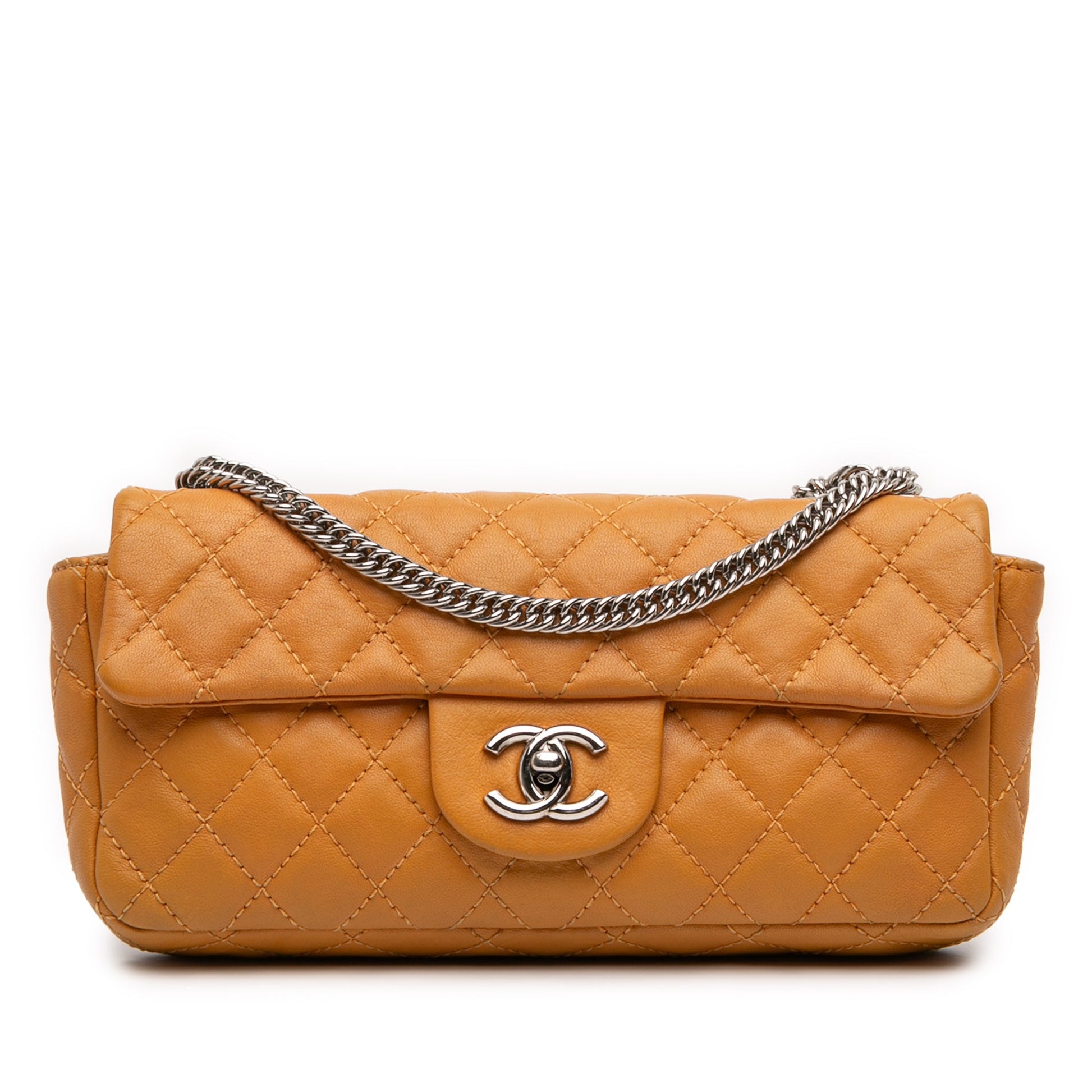 Chanel CC Quilted Lambskin East West Single Flap