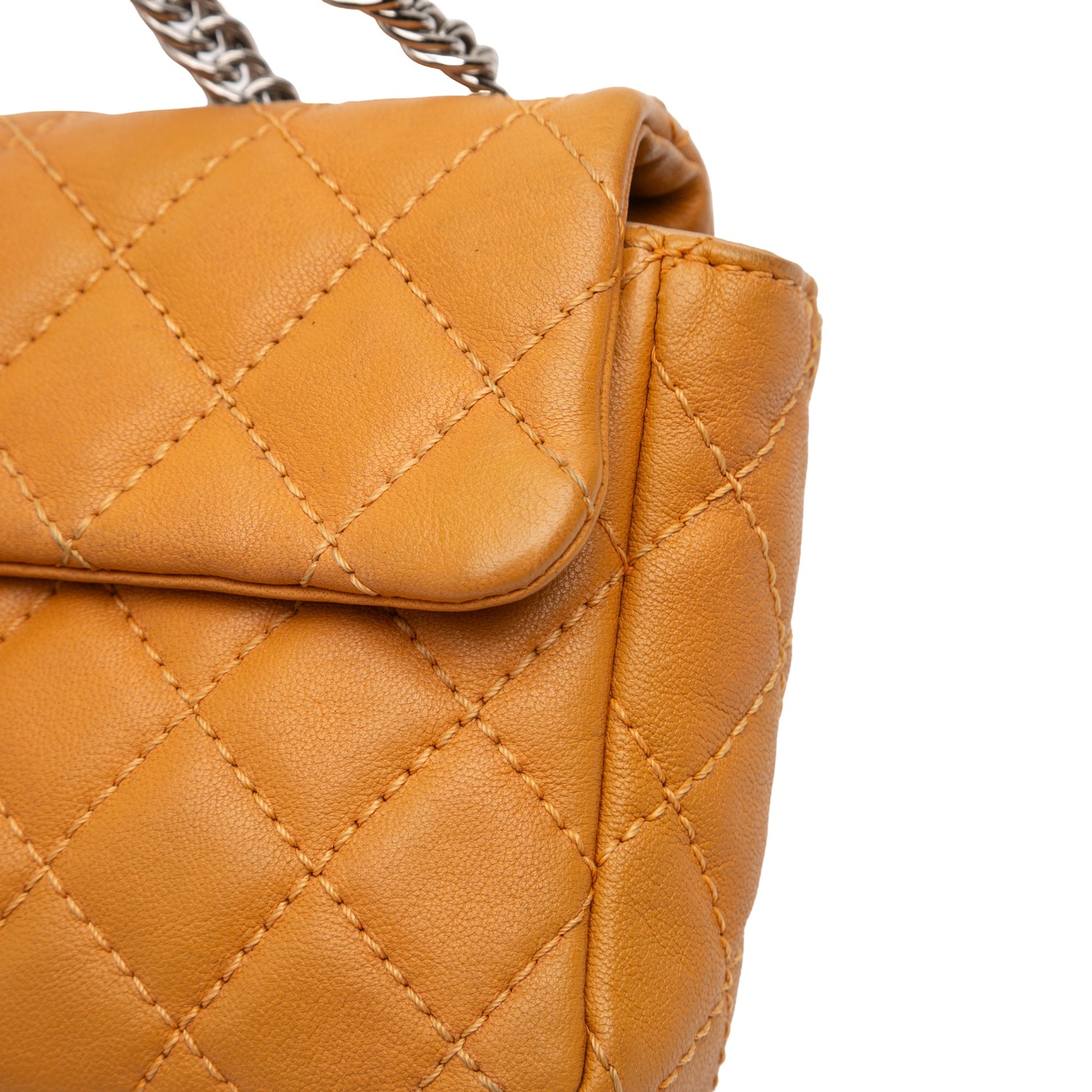 Chanel CC Quilted Lambskin East West Single Flap