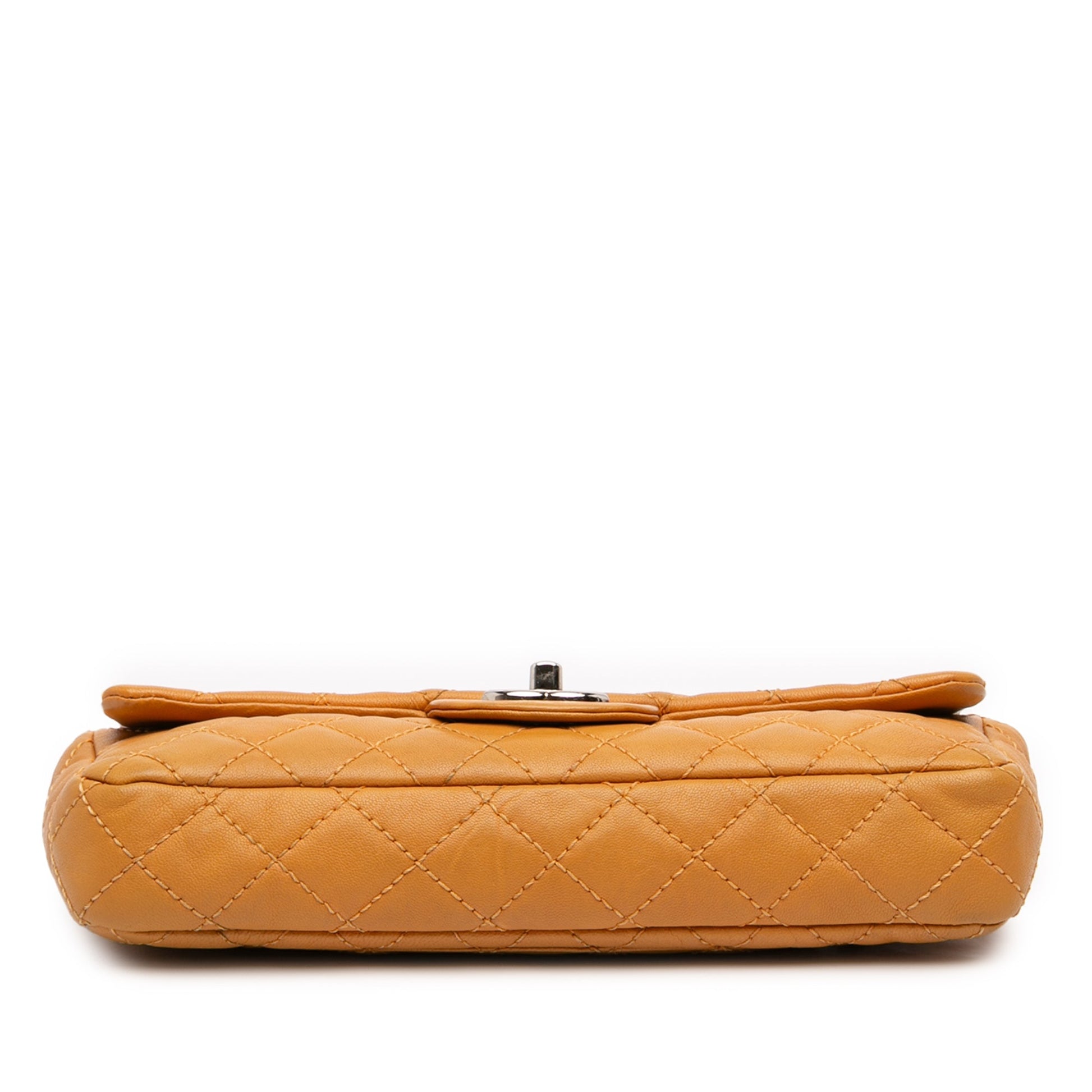 Chanel CC Quilted Lambskin East West Single Flap