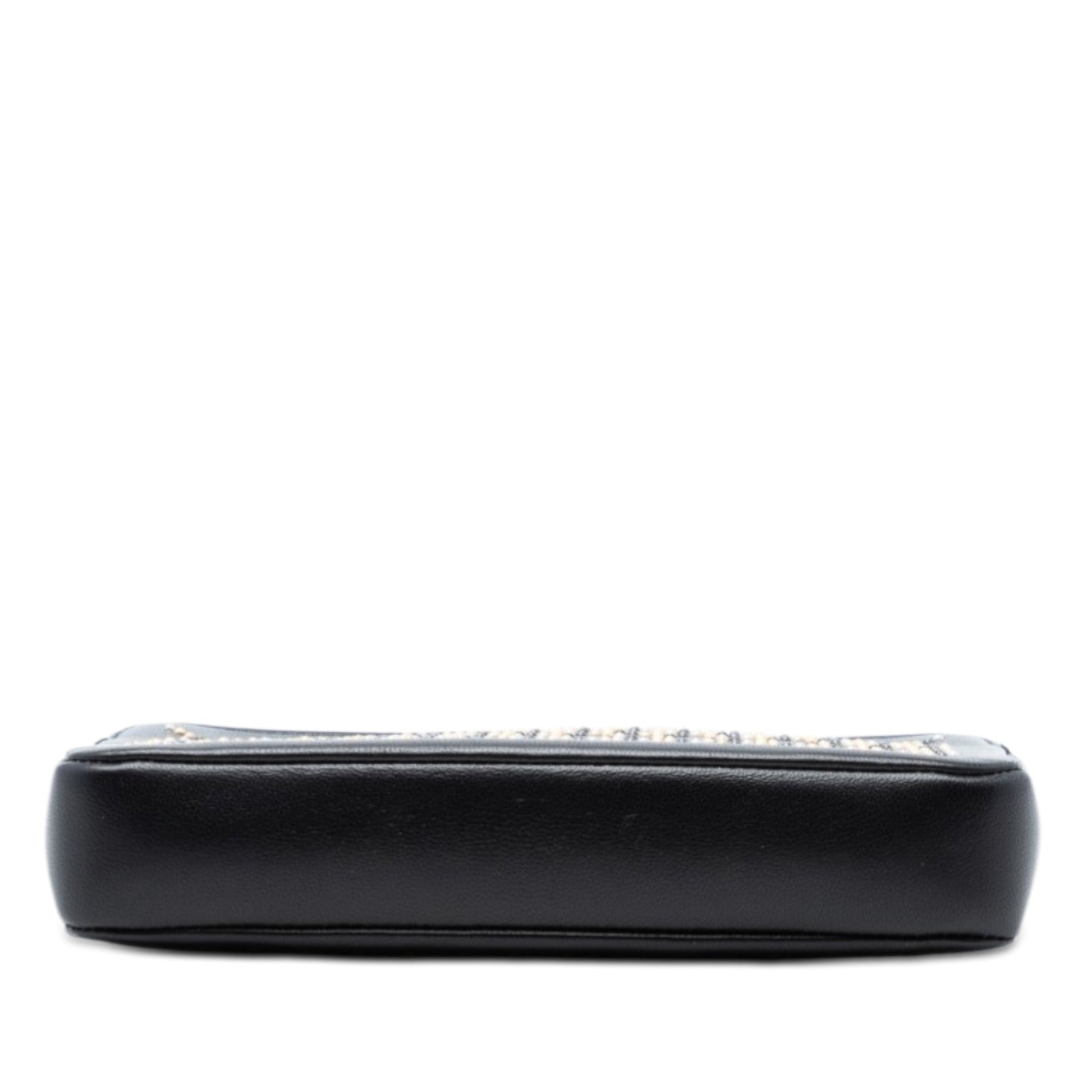 CC Studded Lambskin Double Zip Clutch with Chain