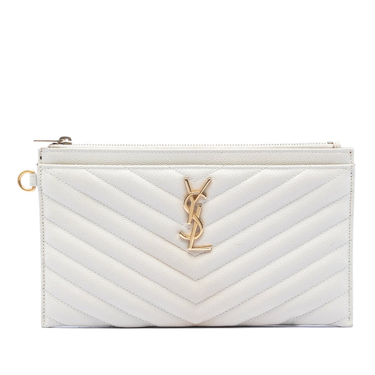 Saint Laurent Grain De Poudre Chevron Monogram Clutch