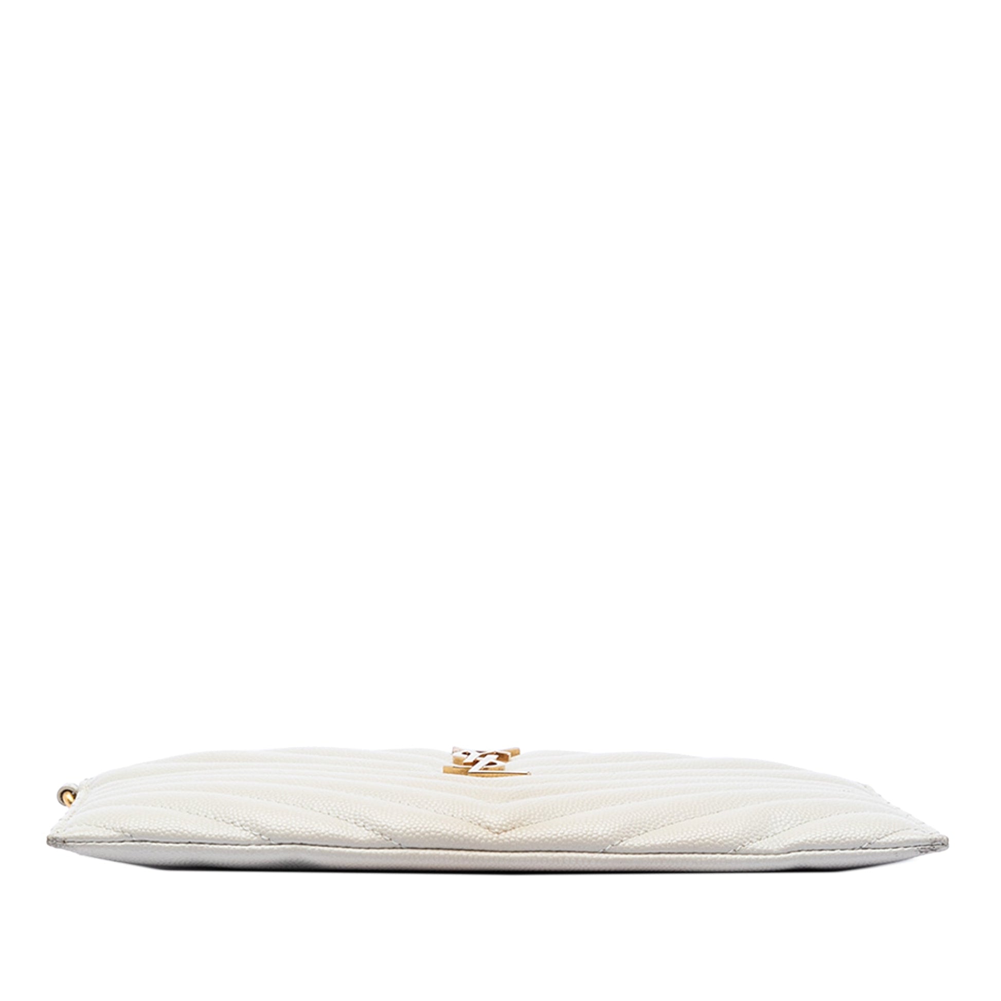 Saint Laurent Grain De Poudre Chevron Monogram Clutch