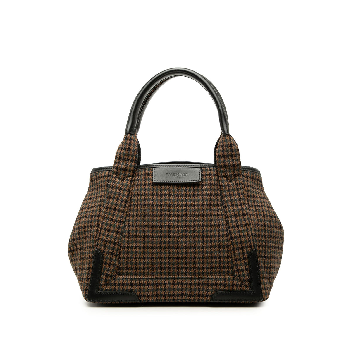 Balenciaga Wool Houndstooth Navy Cabas Tote S