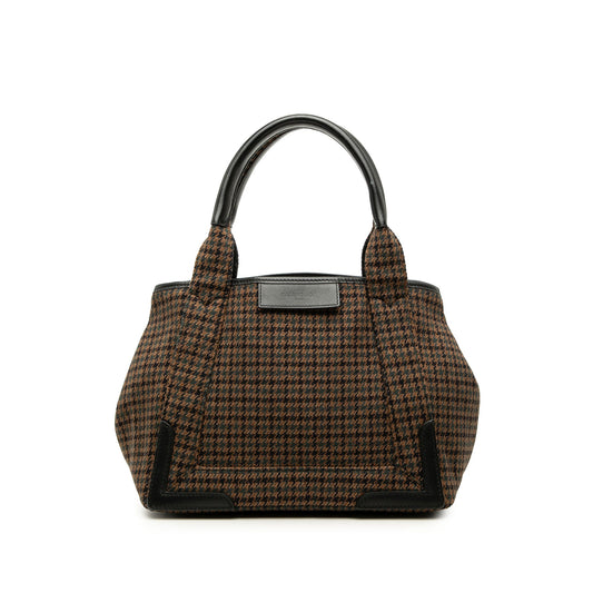 Balenciaga Wool Houndstooth Navy Cabas Tote S