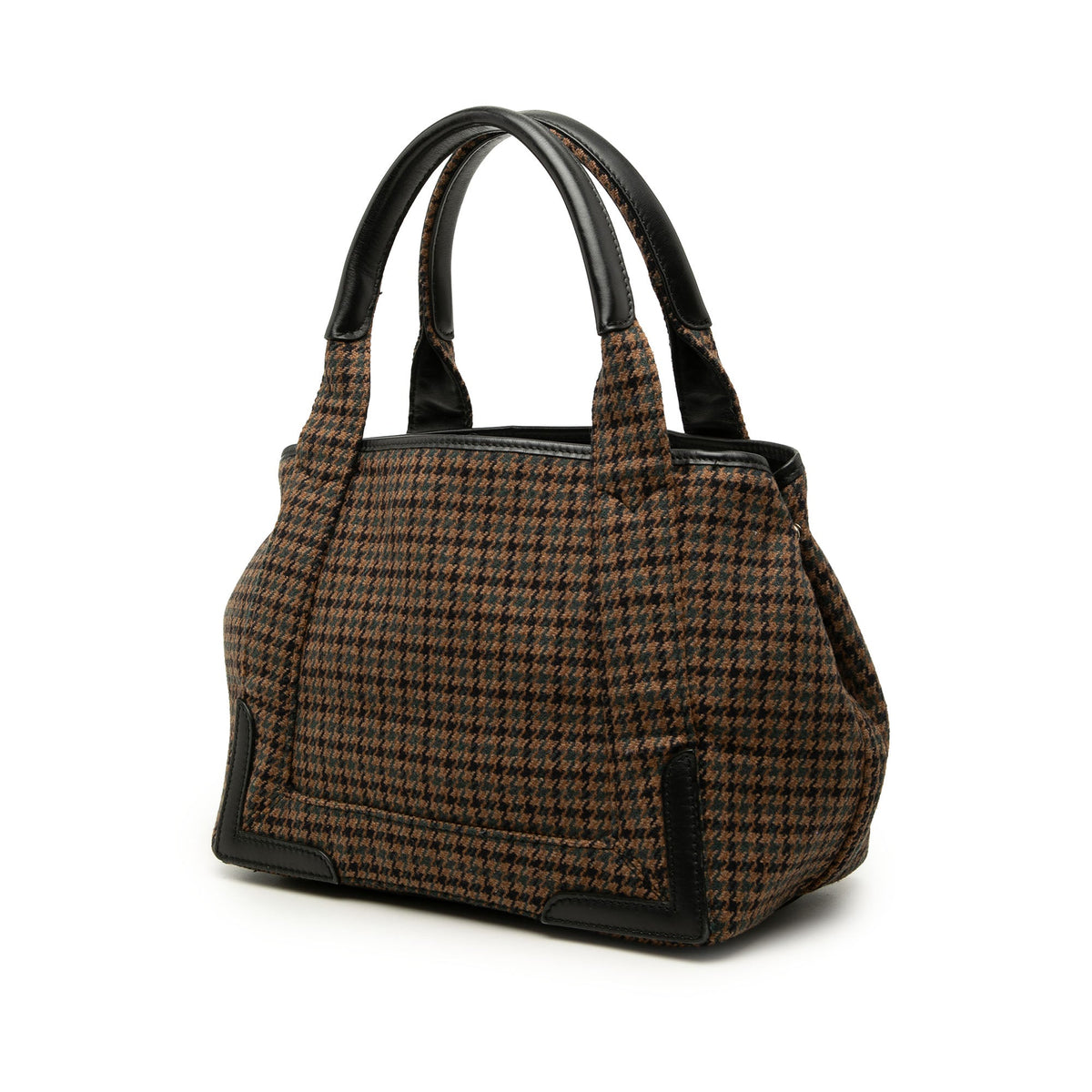 Balenciaga Wool Houndstooth Navy Cabas Tote S