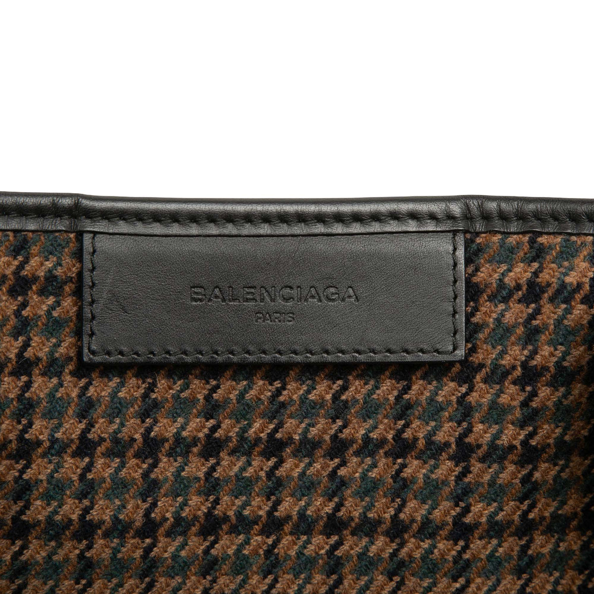 Balenciaga Wool Houndstooth Navy Cabas Tote S