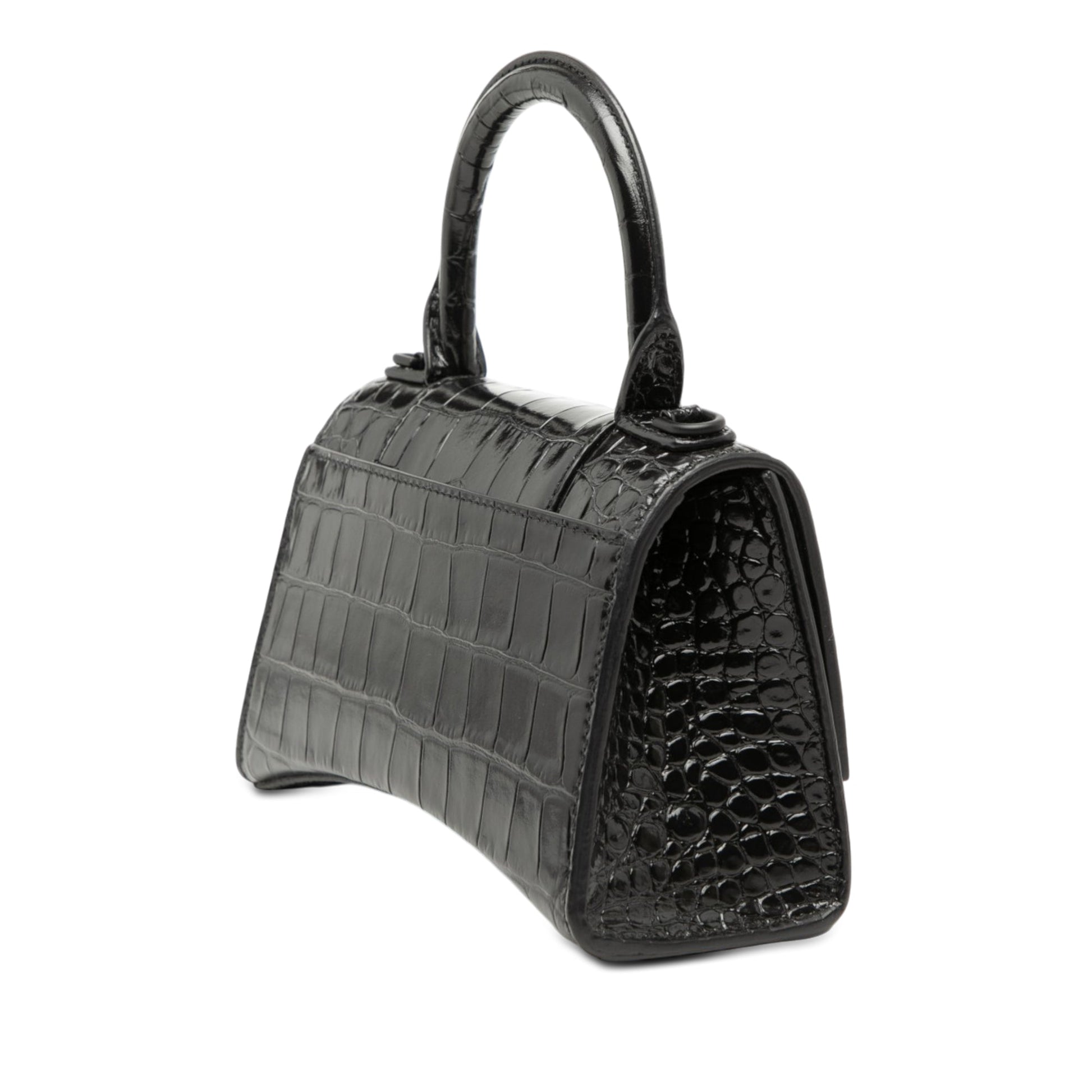XS Croc Embossed Hourglass Top Handle Bag