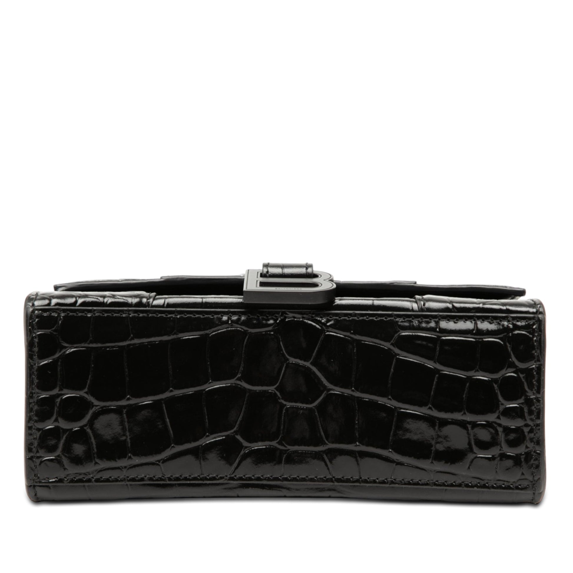 XS Croc Embossed Hourglass Top Handle Bag