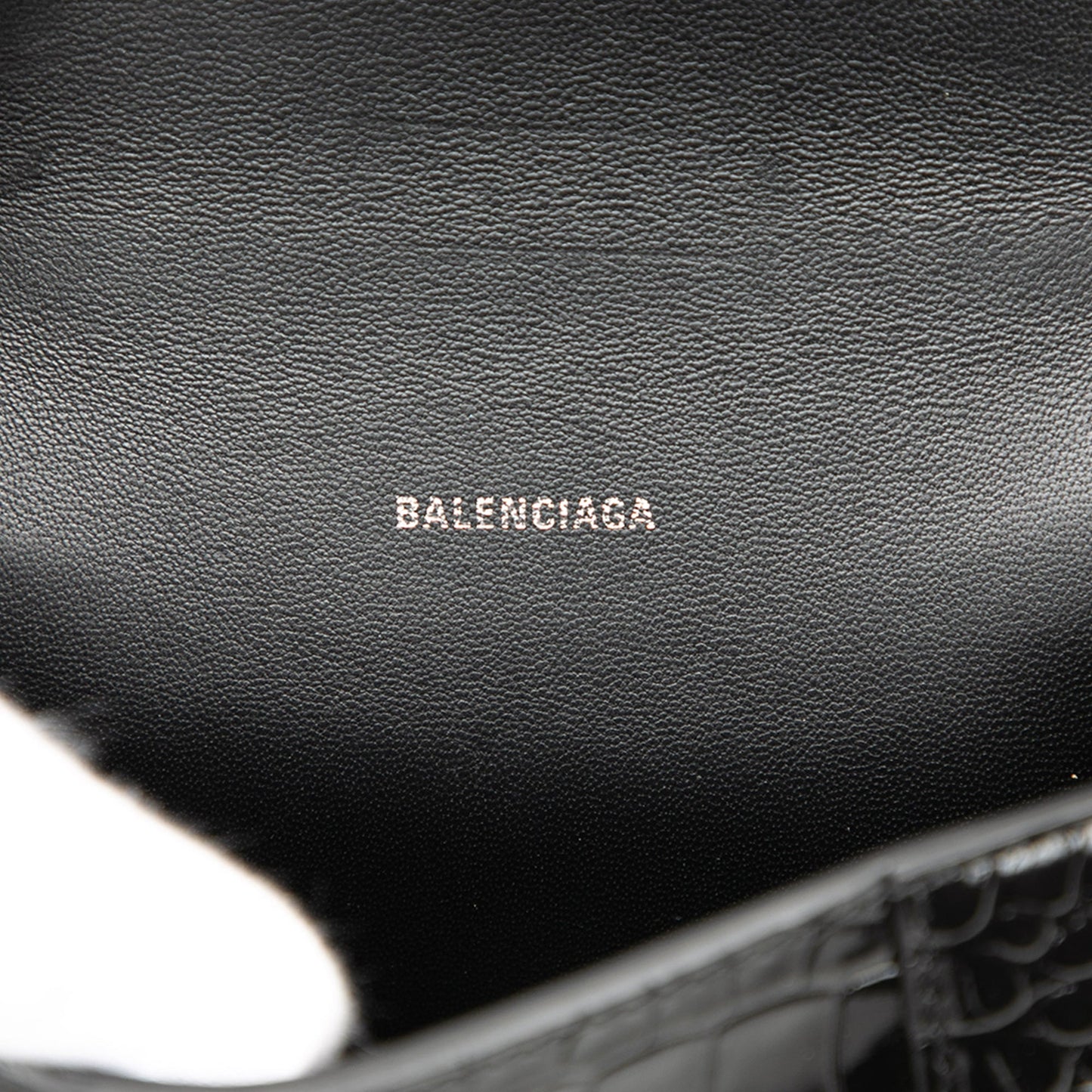 XS Croc Embossed Hourglass Top Handle Bag