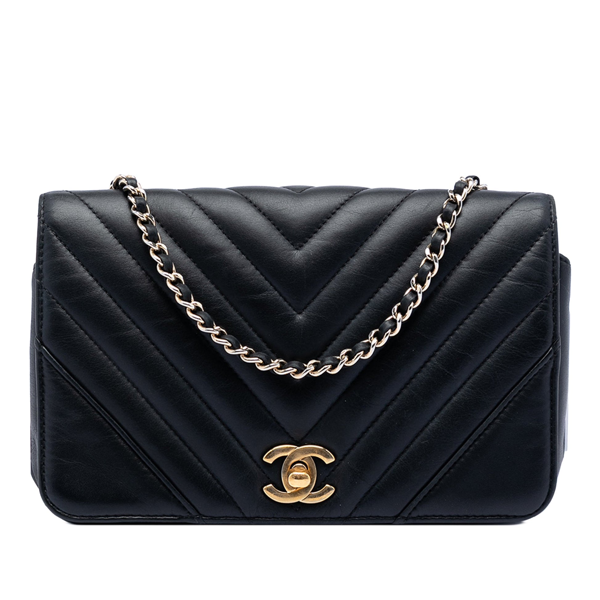 Mini Chevron Calfskin Statement Flap