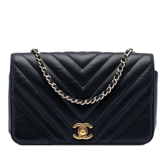 Mini Chevron Calfskin Statement Flap