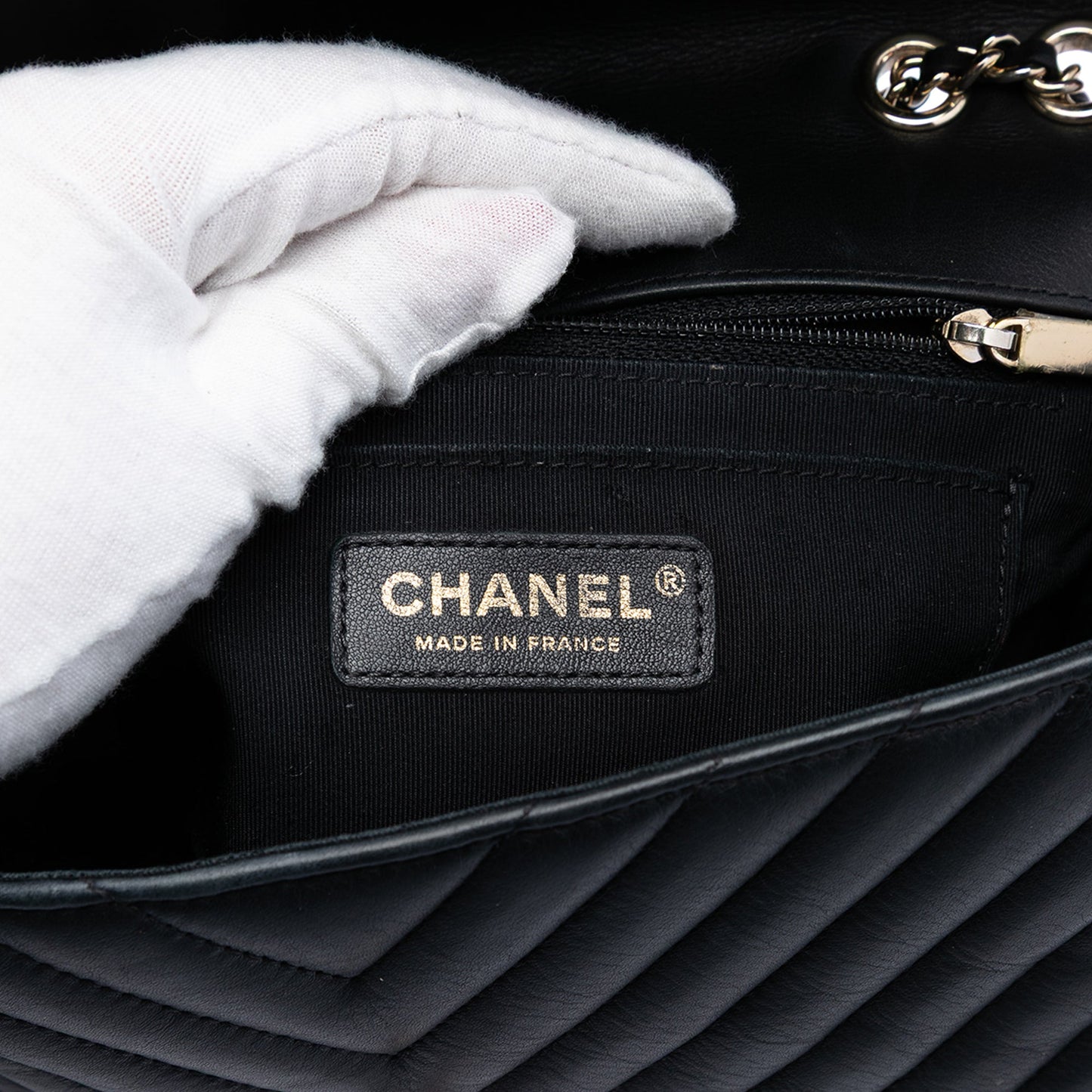 Mini Chevron Calfskin Statement Flap