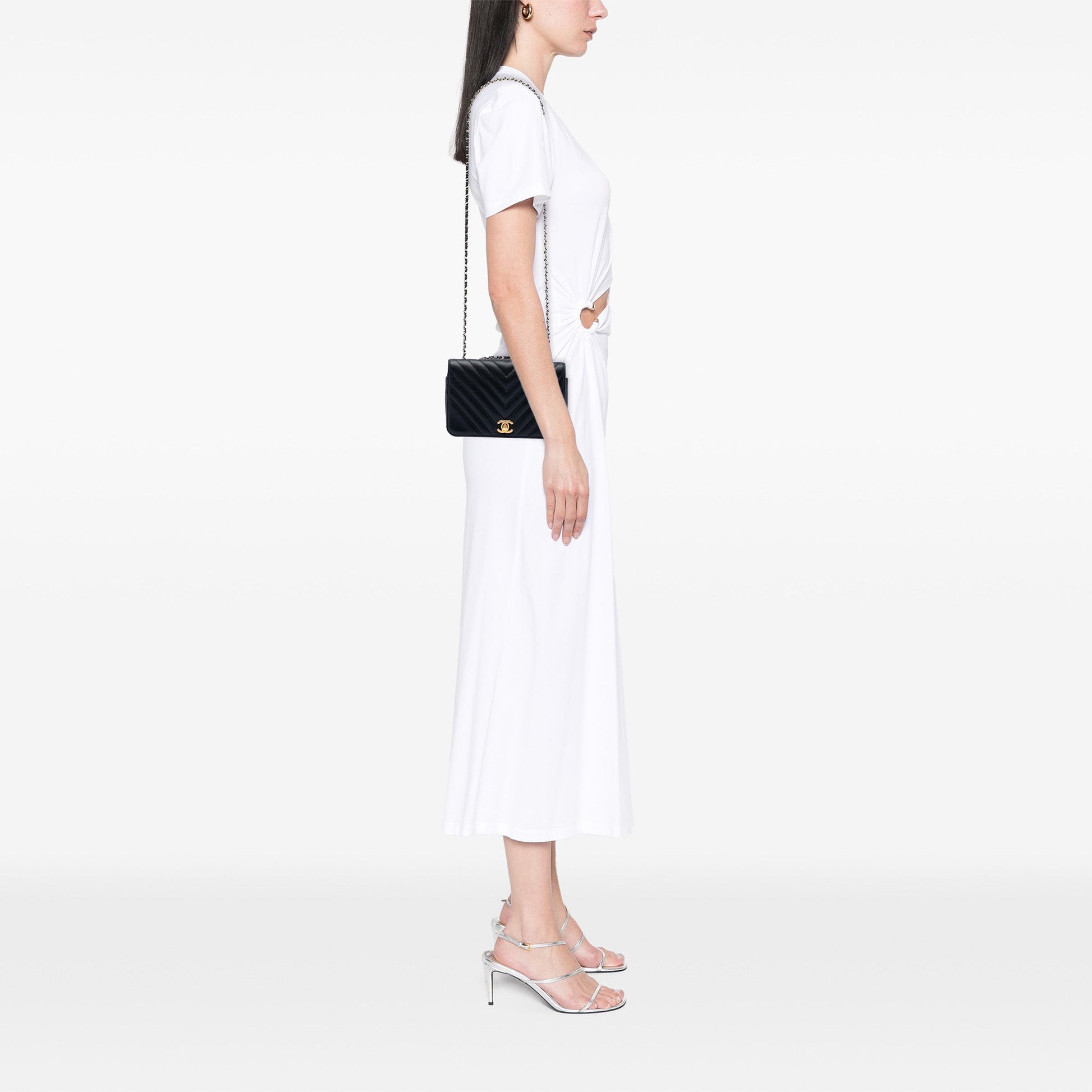 Mini Chevron Calfskin Statement Flap