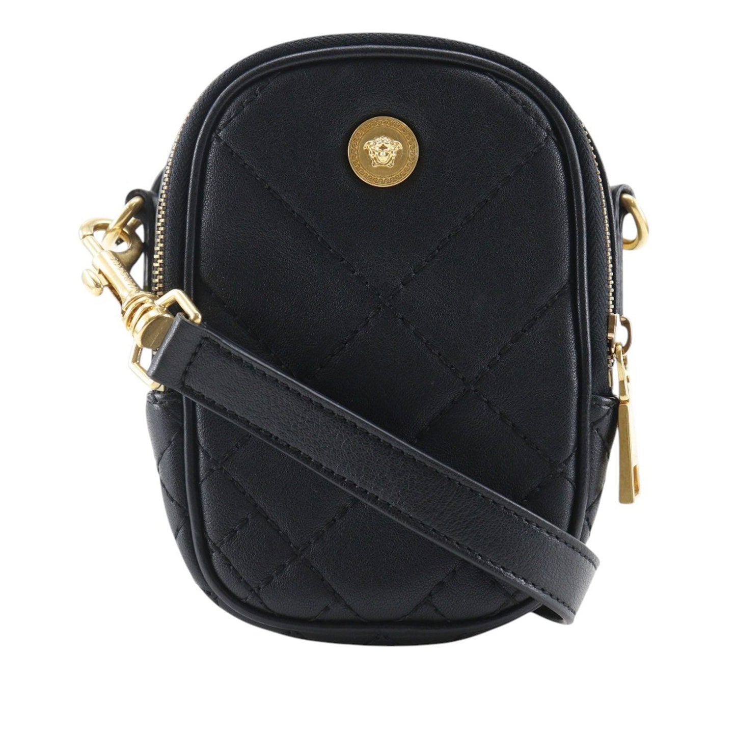 Versace Quilted Leather Medusa Belt Pouch Crossbody