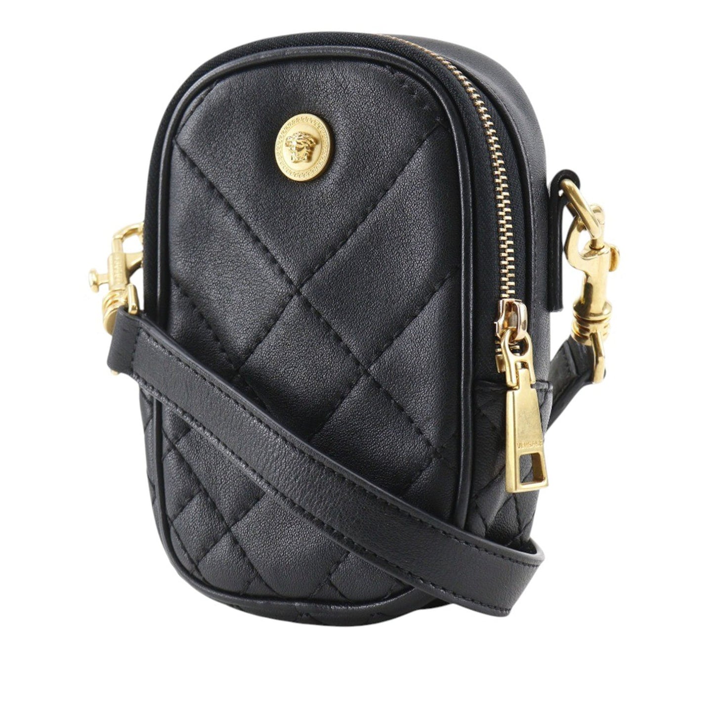 Versace Quilted Leather Medusa Belt Pouch Crossbody