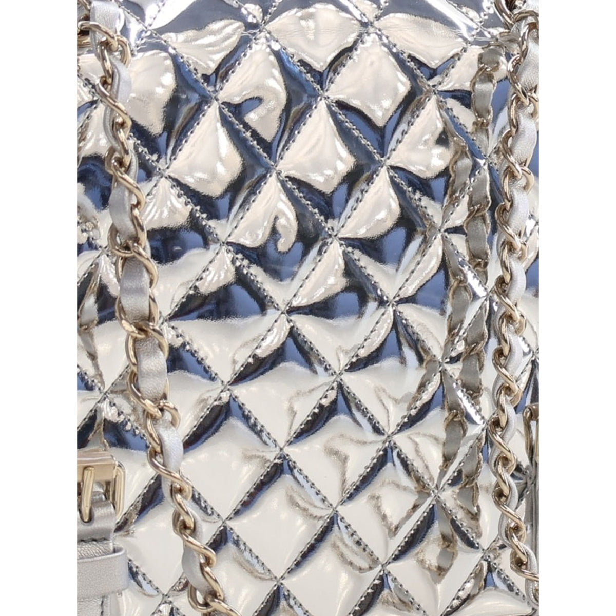 Chanel Quilted Metallic Mirror Calfskin Hollywood Boulevard Backpack — Silver