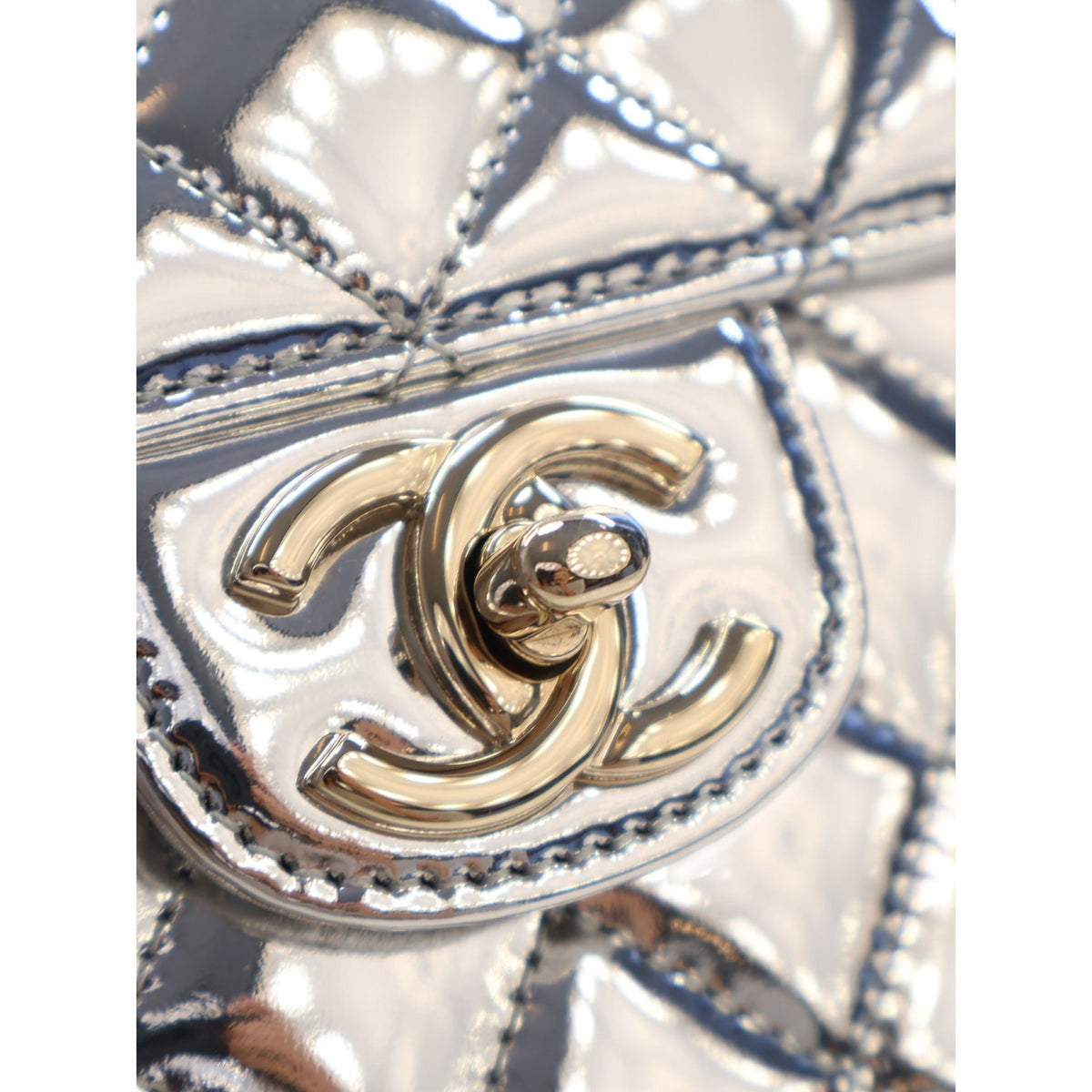Chanel Quilted Metallic Mirror Calfskin Hollywood Boulevard Backpack — Silver