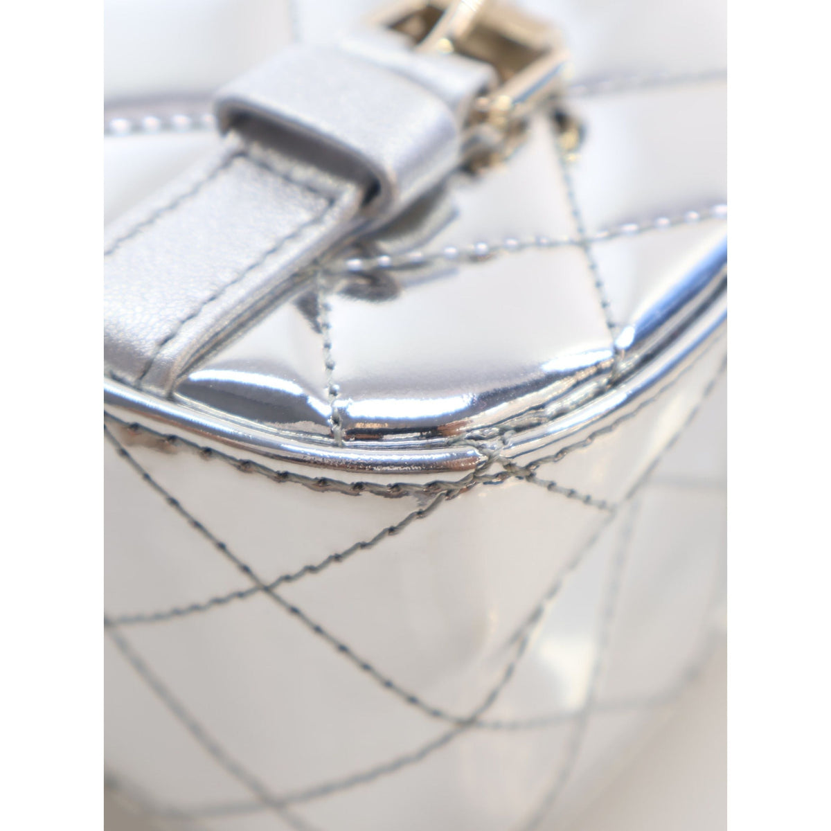 Chanel Quilted Metallic Mirror Calfskin Hollywood Boulevard Backpack — Silver