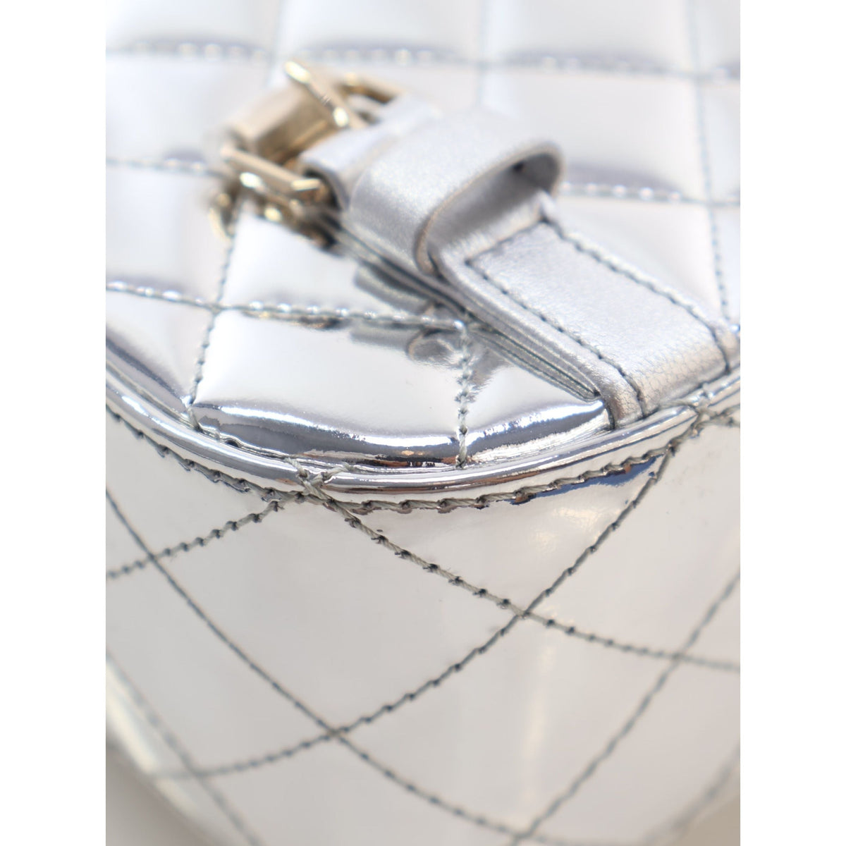 Chanel Quilted Metallic Mirror Calfskin Hollywood Boulevard Backpack — Silver