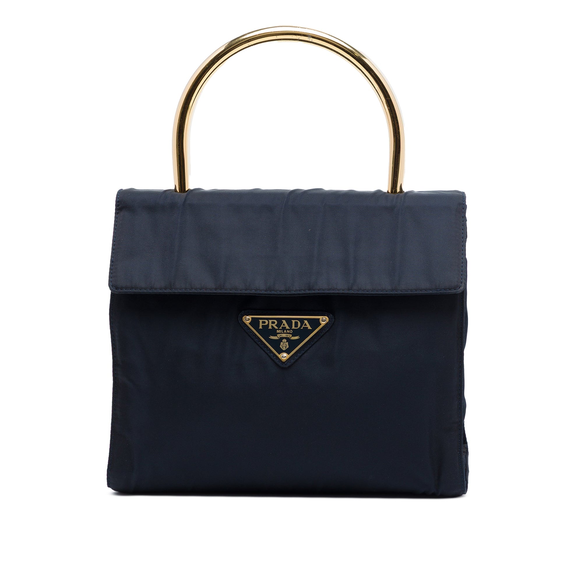 Prada Tessuto Metal Top Handle Bag
