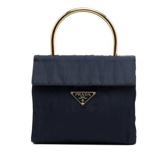 Prada Tessuto Metal Top Handle Bag