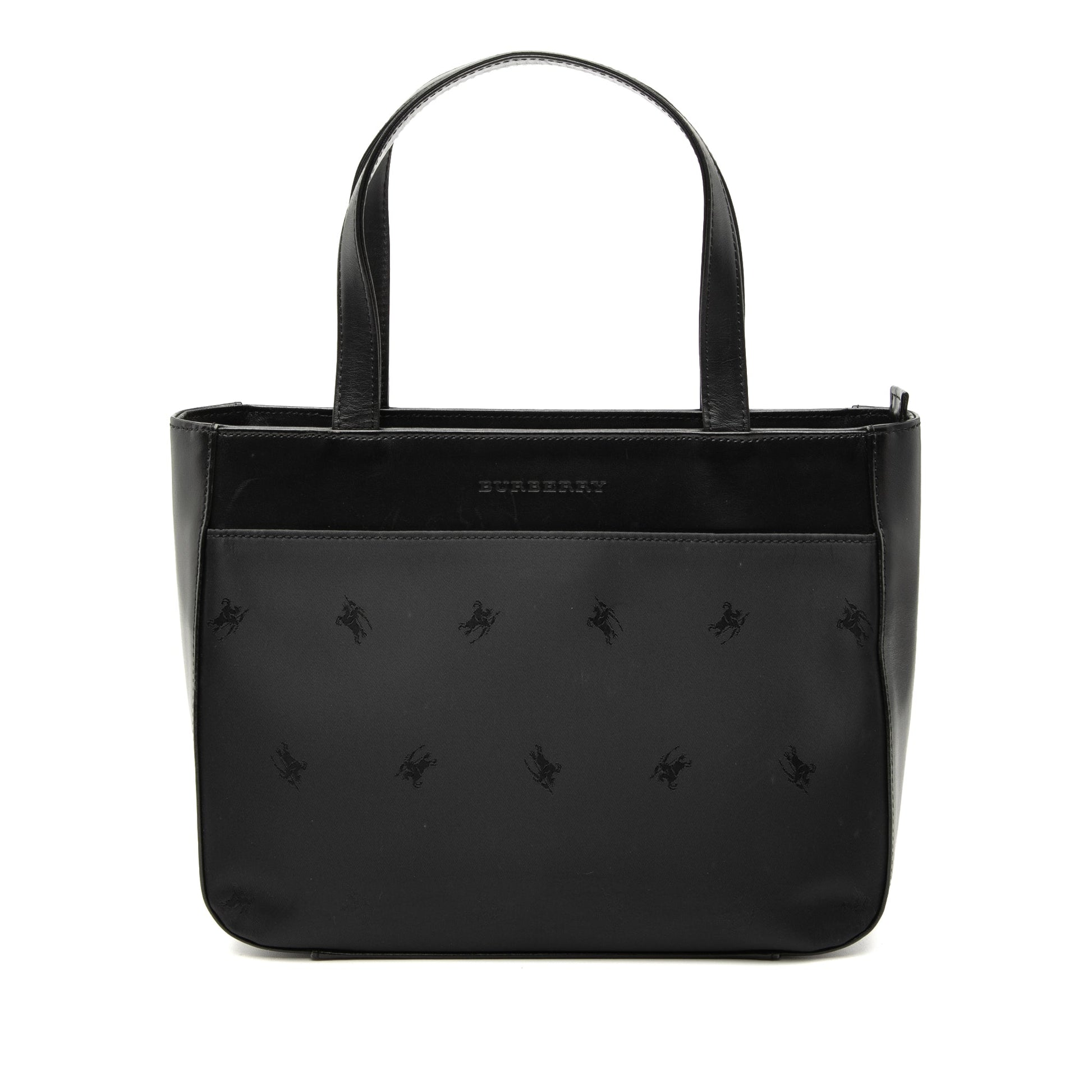 Burberry Leather Trimmed Nylon Handbag