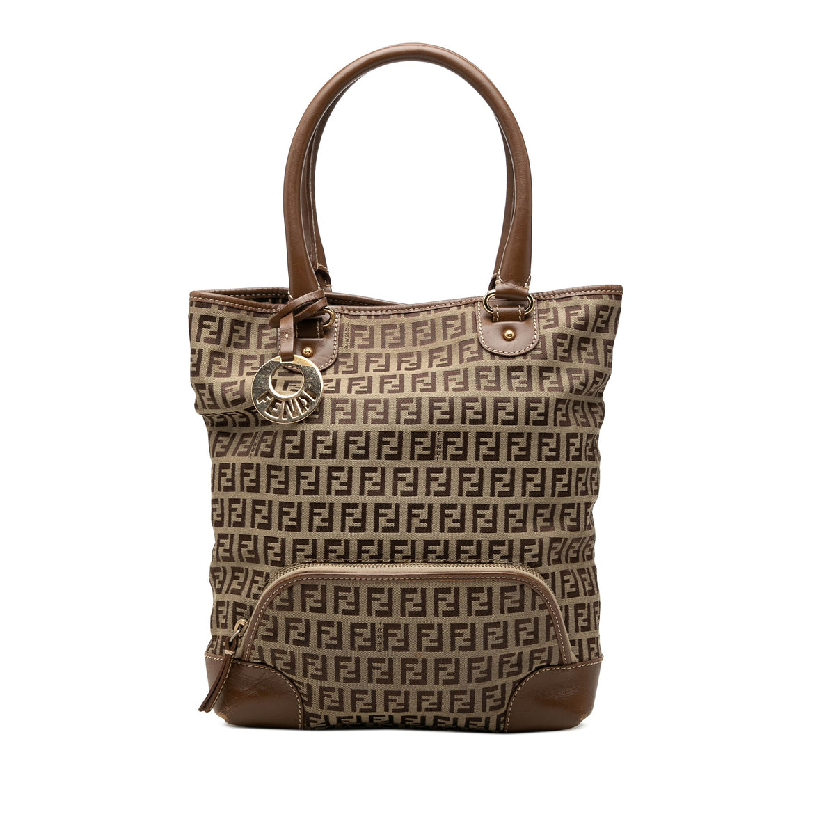 Fendi Zucchino Canvas Chef Front Pocket Shopping Tote