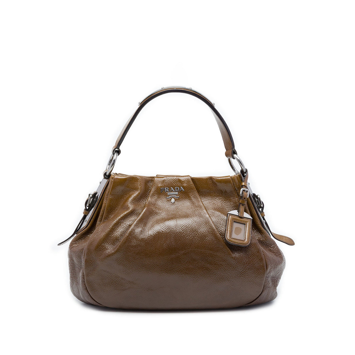Prada Sfumata Vernice Ombre Tote — Brown