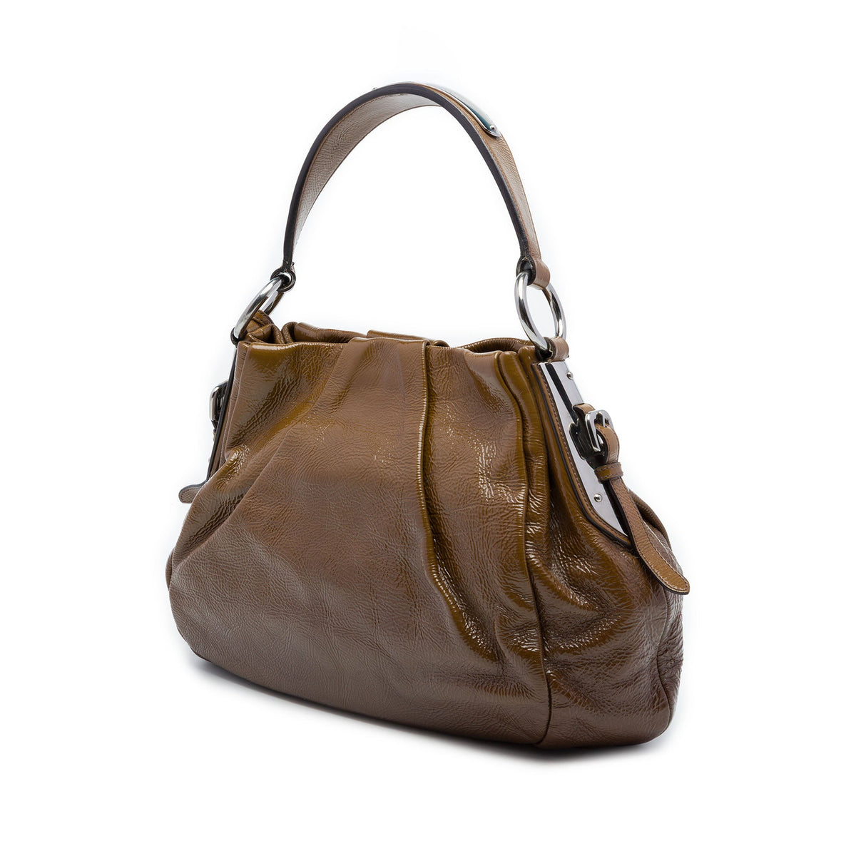 Prada Sfumata Vernice Ombre Tote — Brown