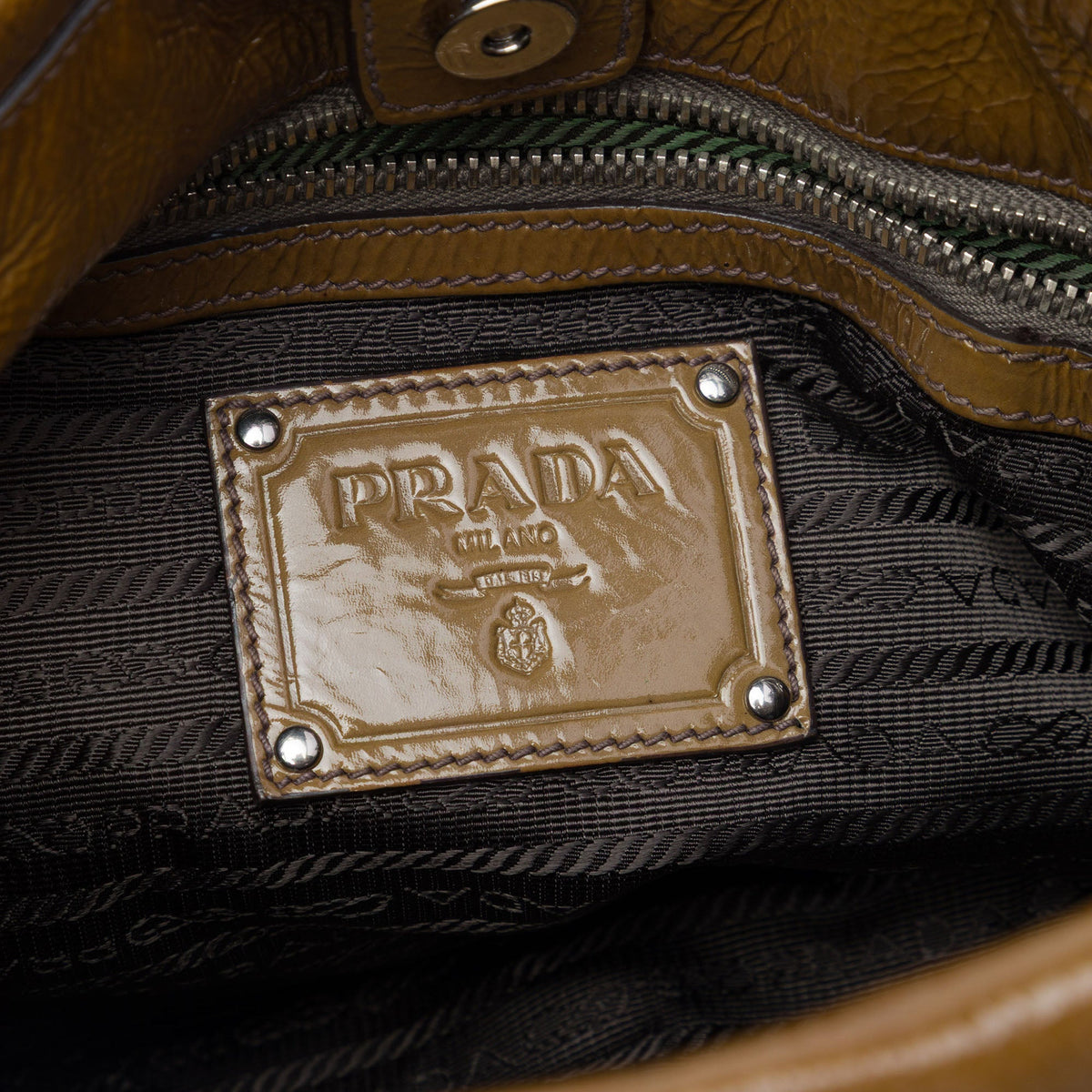 Prada Sfumata Vernice Ombre Tote — Brown