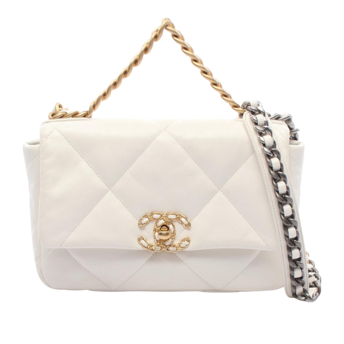 Chanel Medium Lambskin 19 Flap — White