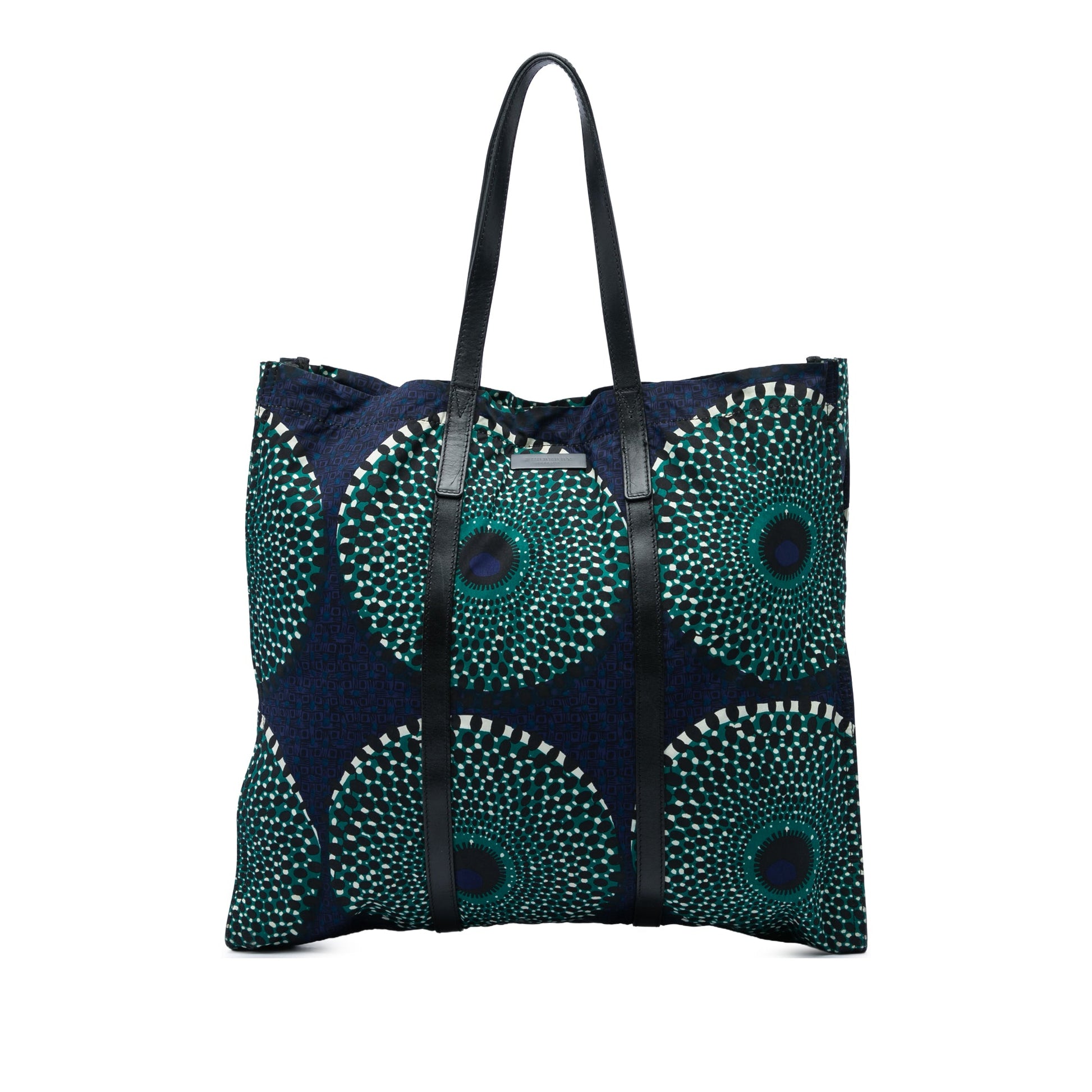 Burberry Leather Trimmed Prorsum Printed Nylon Tote