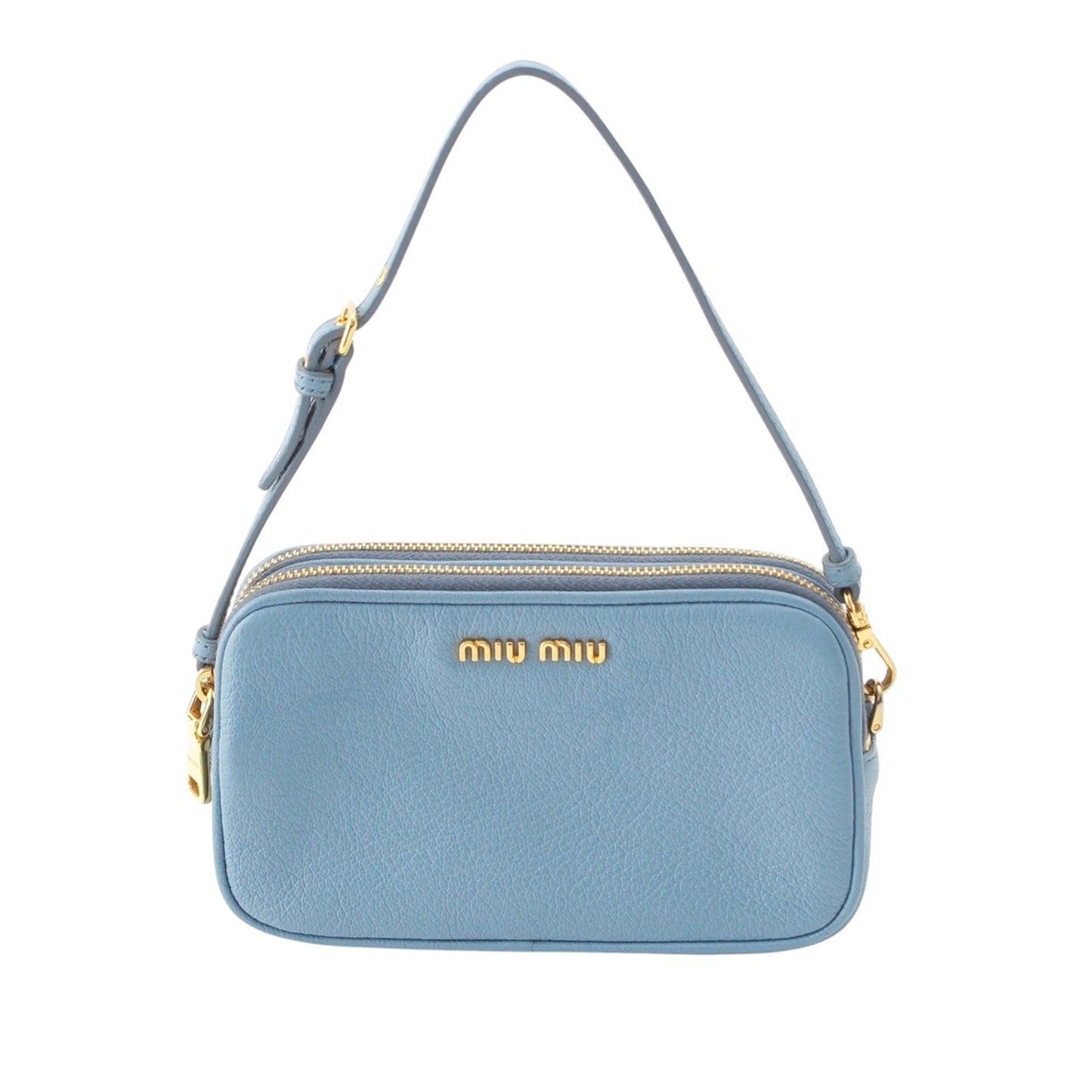 Miu Miu Goatskin Madras Double Zip Pochette