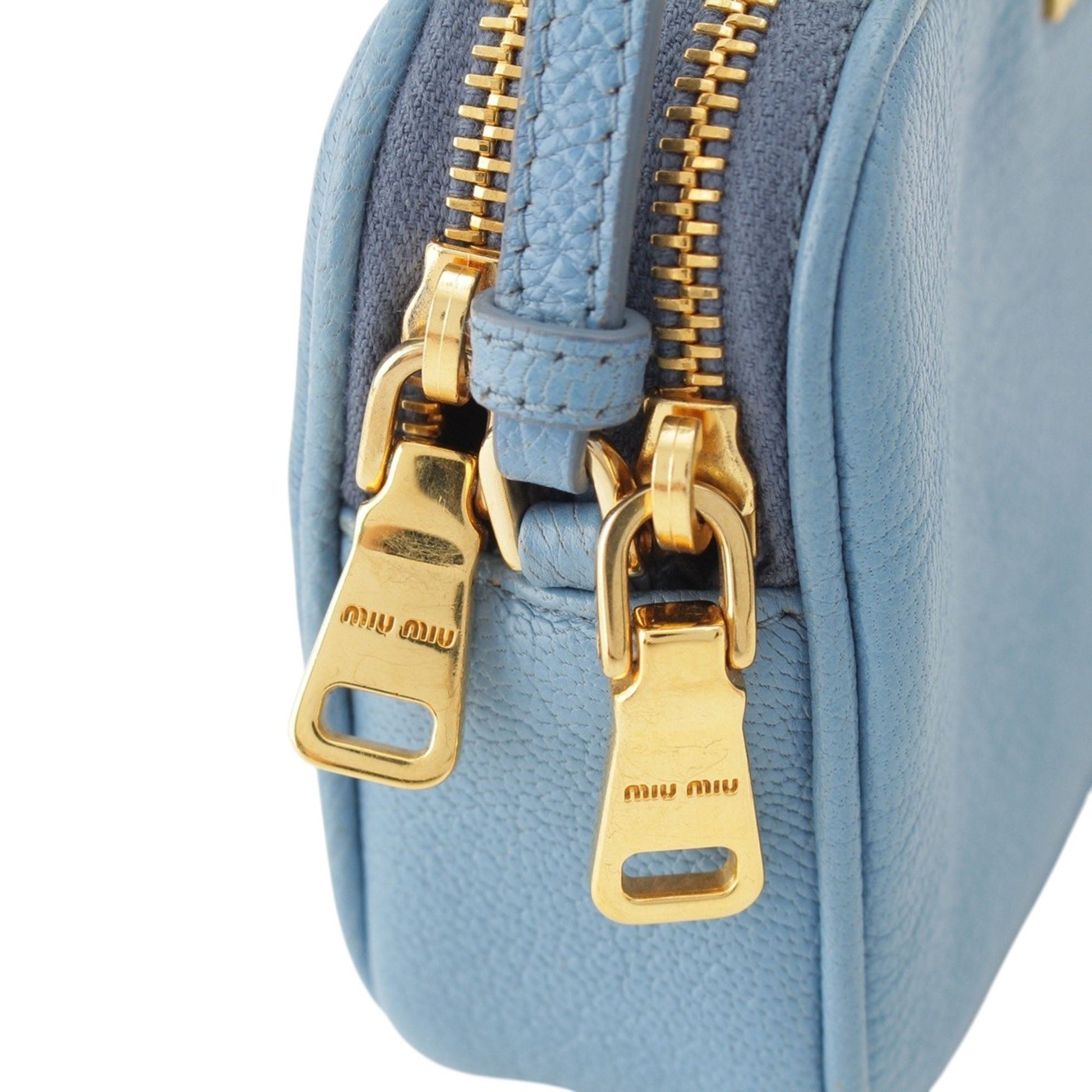Miu Miu Goatskin Madras Double Zip Pochette