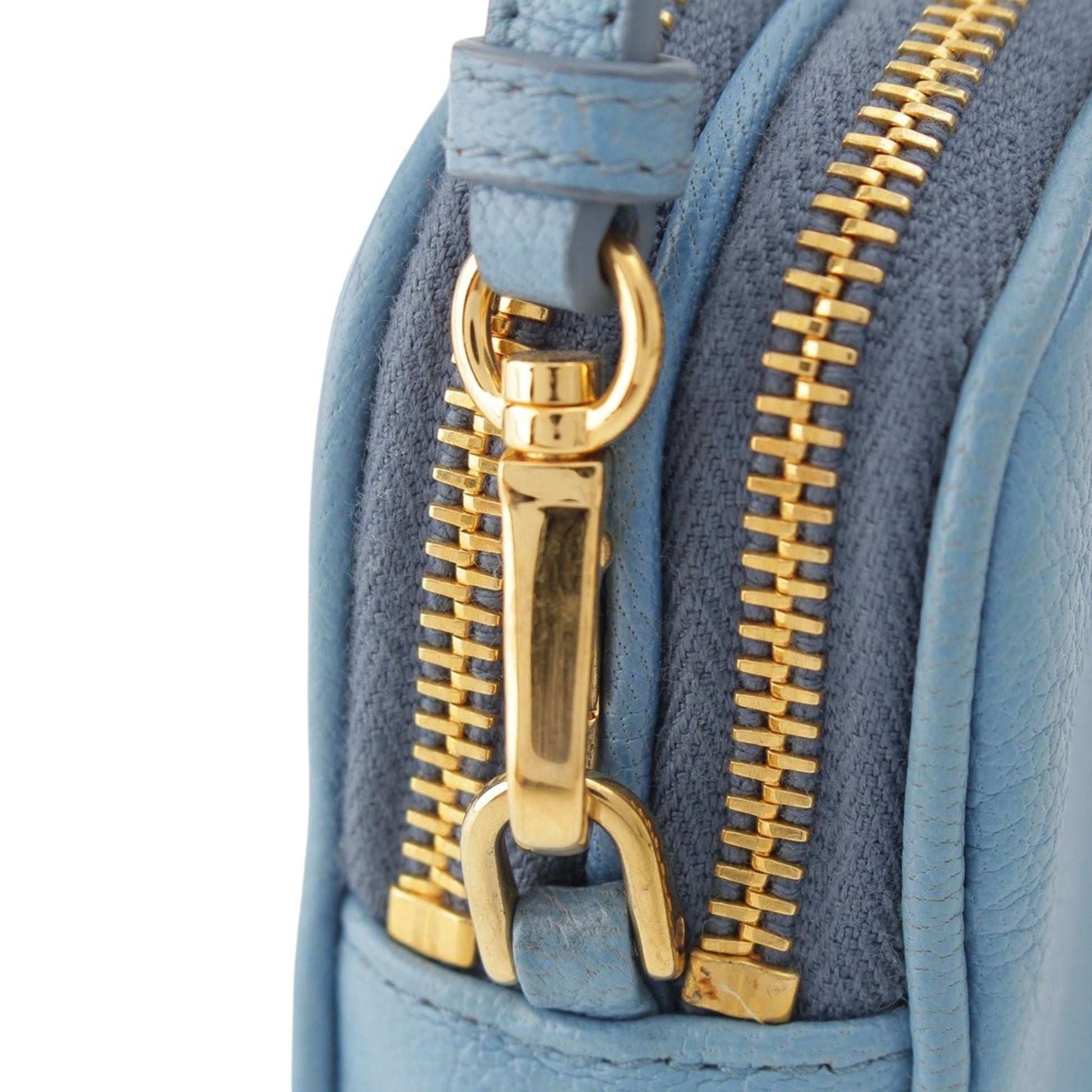 Miu Miu Goatskin Madras Double Zip Pochette