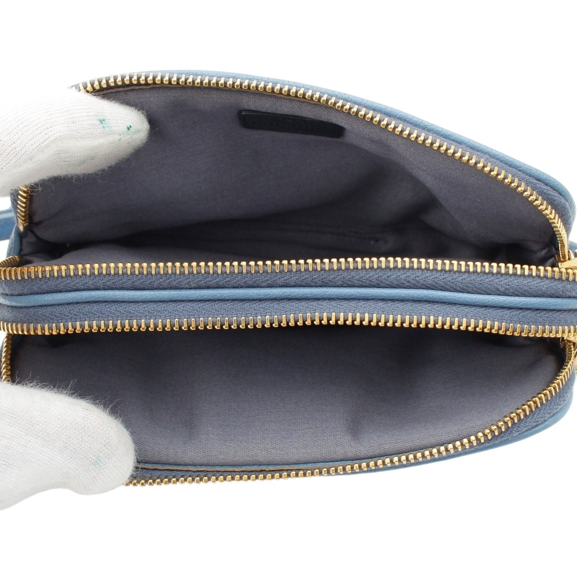Miu Miu Goatskin Madras Double Zip Pochette