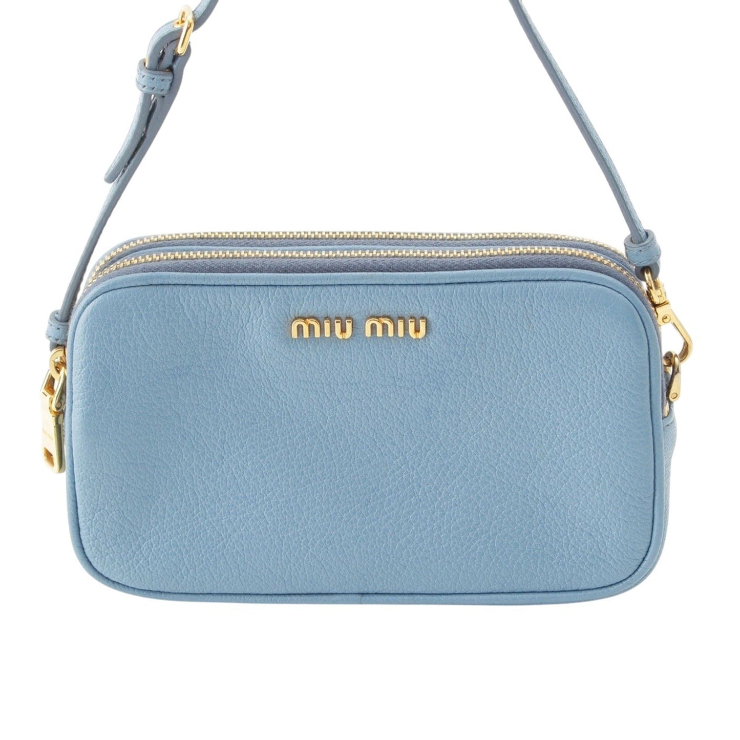 Miu Miu Goatskin Madras Double Zip Pochette