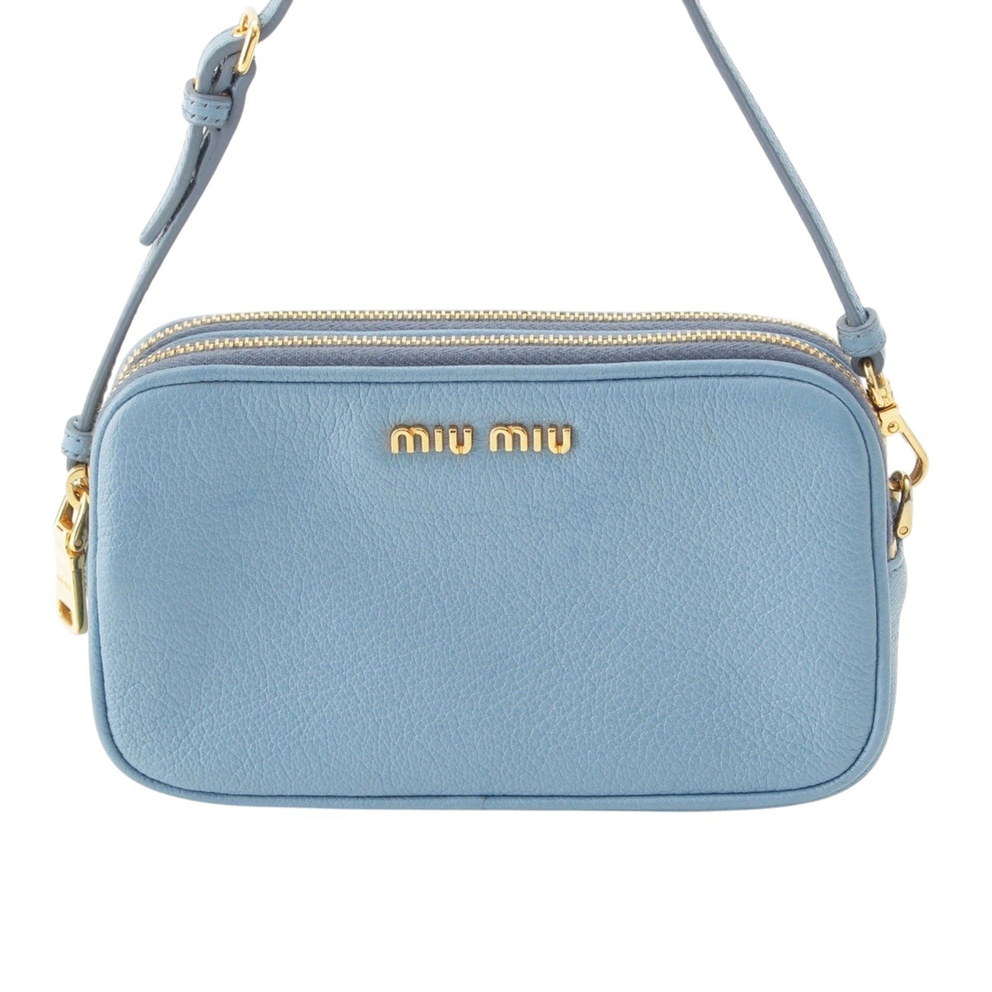 Miu Miu Goatskin Madras Double Zip Pochette