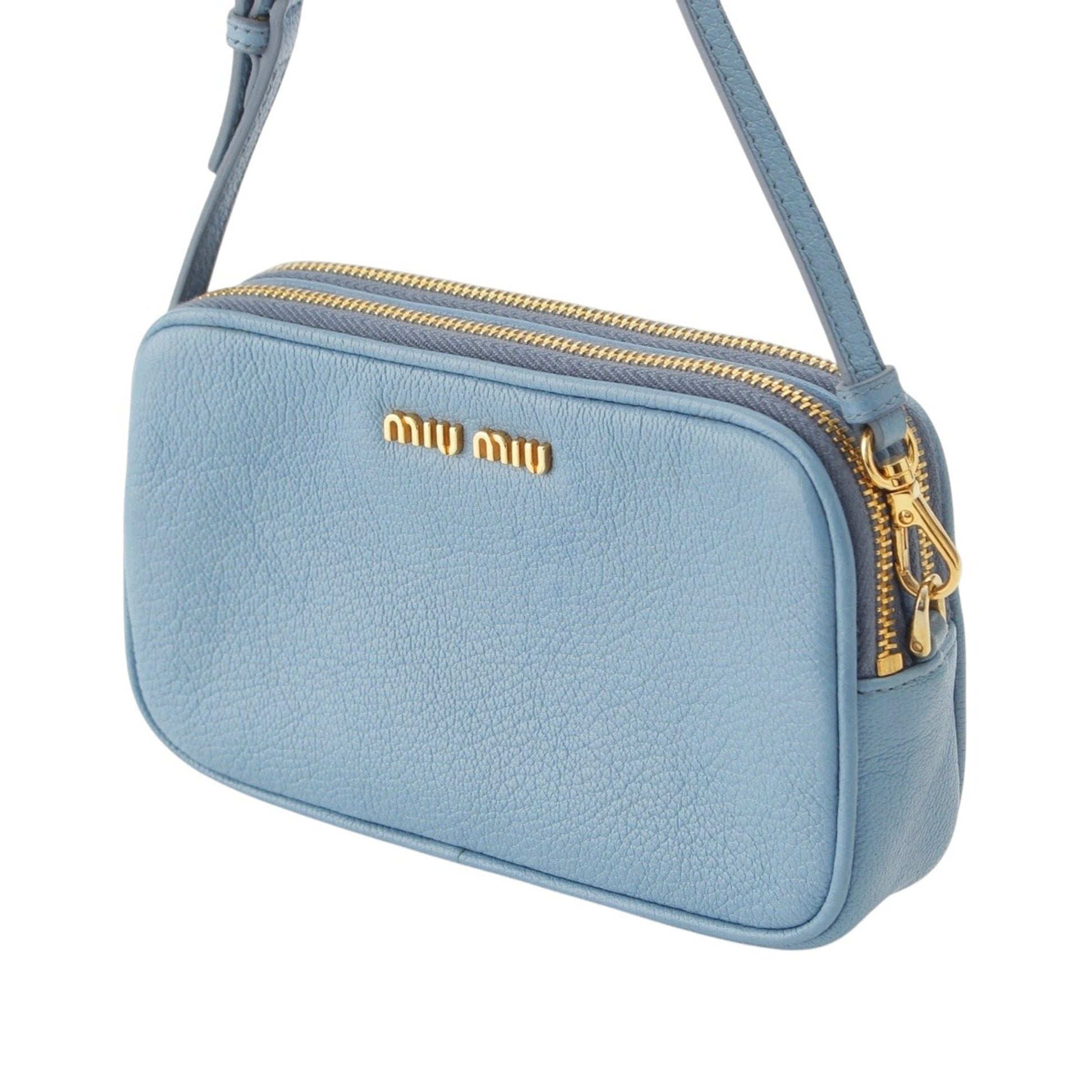 Miu Miu Goatskin Madras Double Zip Pochette