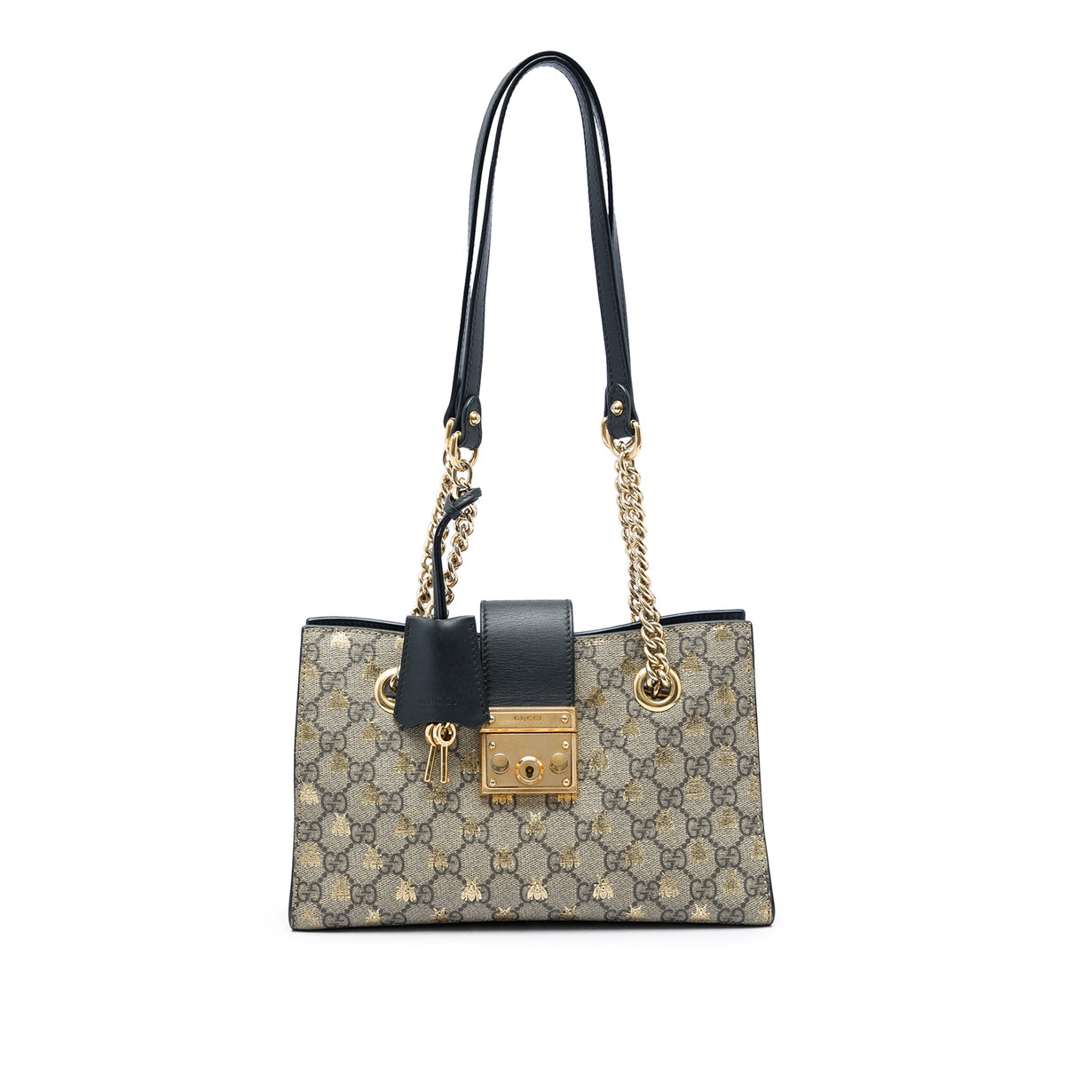 Gucci Small GG Supreme Bee Padlock Tote — Beige