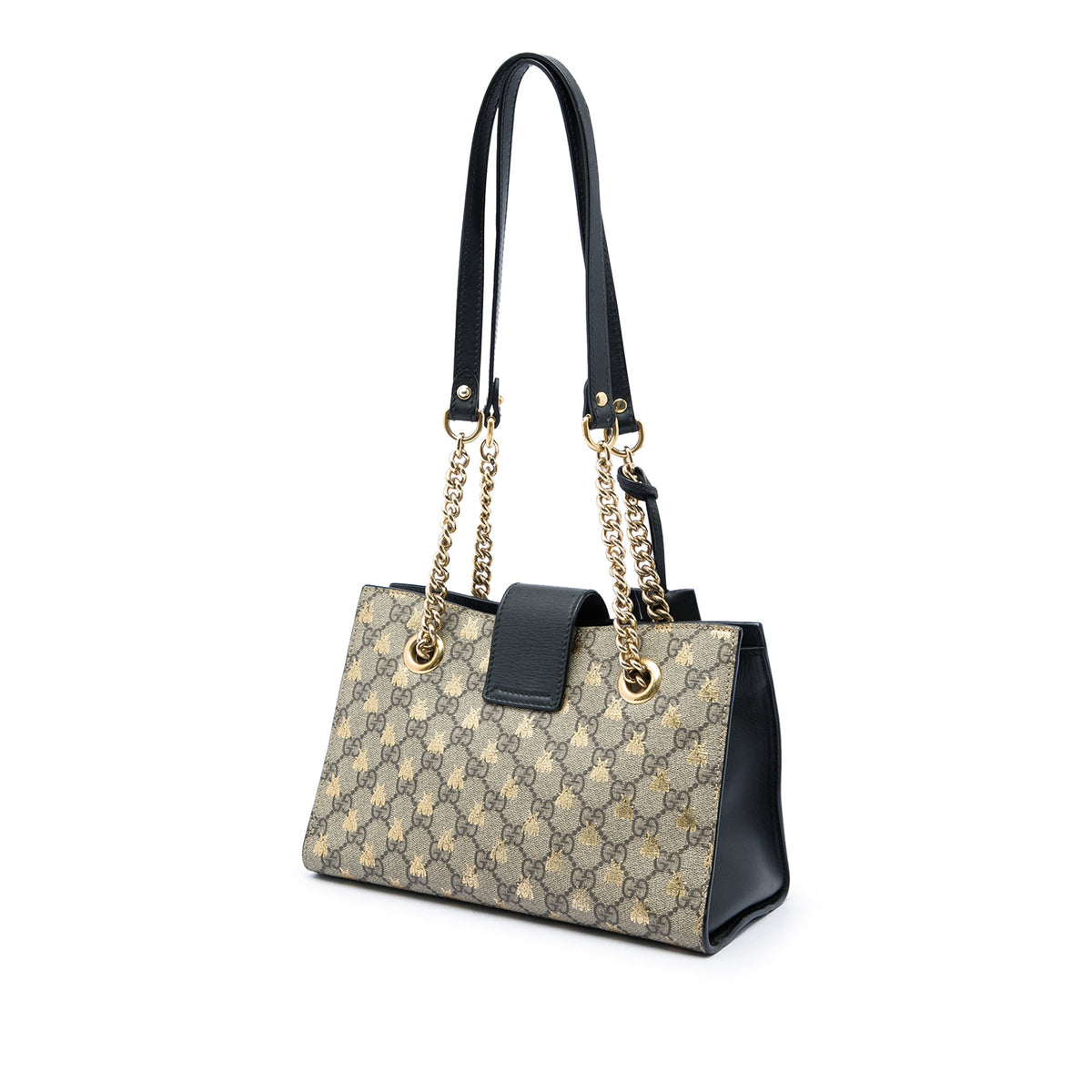 Gucci Small GG Supreme Bee Padlock Tote — Beige