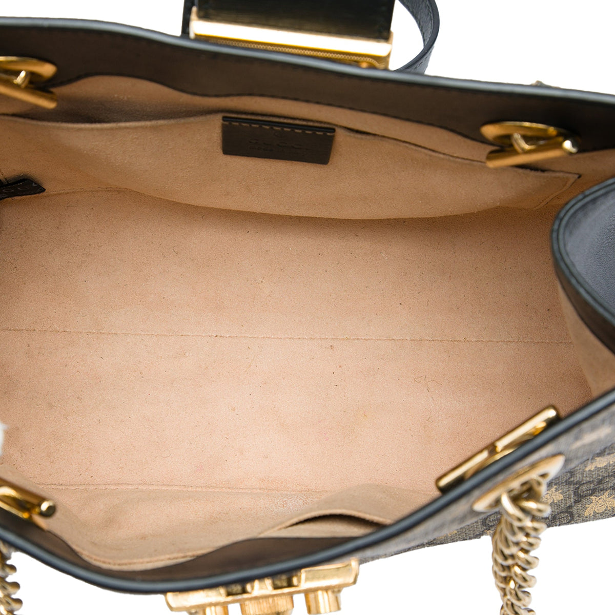 Gucci Small GG Supreme Bee Padlock Tote — Beige