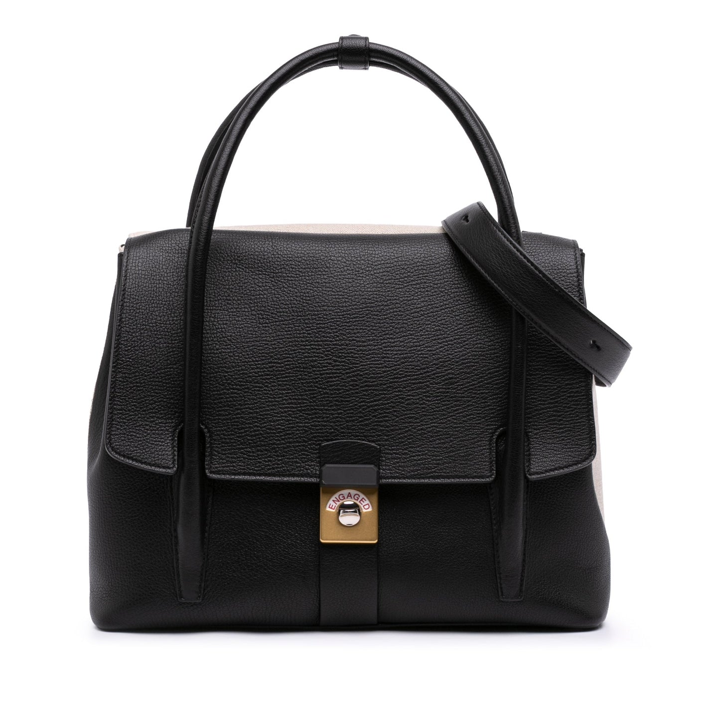 Maison Margiela Bicolor Goatskin and Canvas New Lock Horizontal Satchel