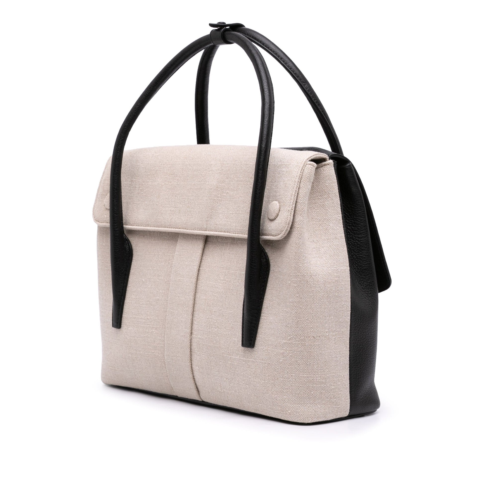 Maison Margiela Bicolor Goatskin and Canvas New Lock Horizontal Satchel