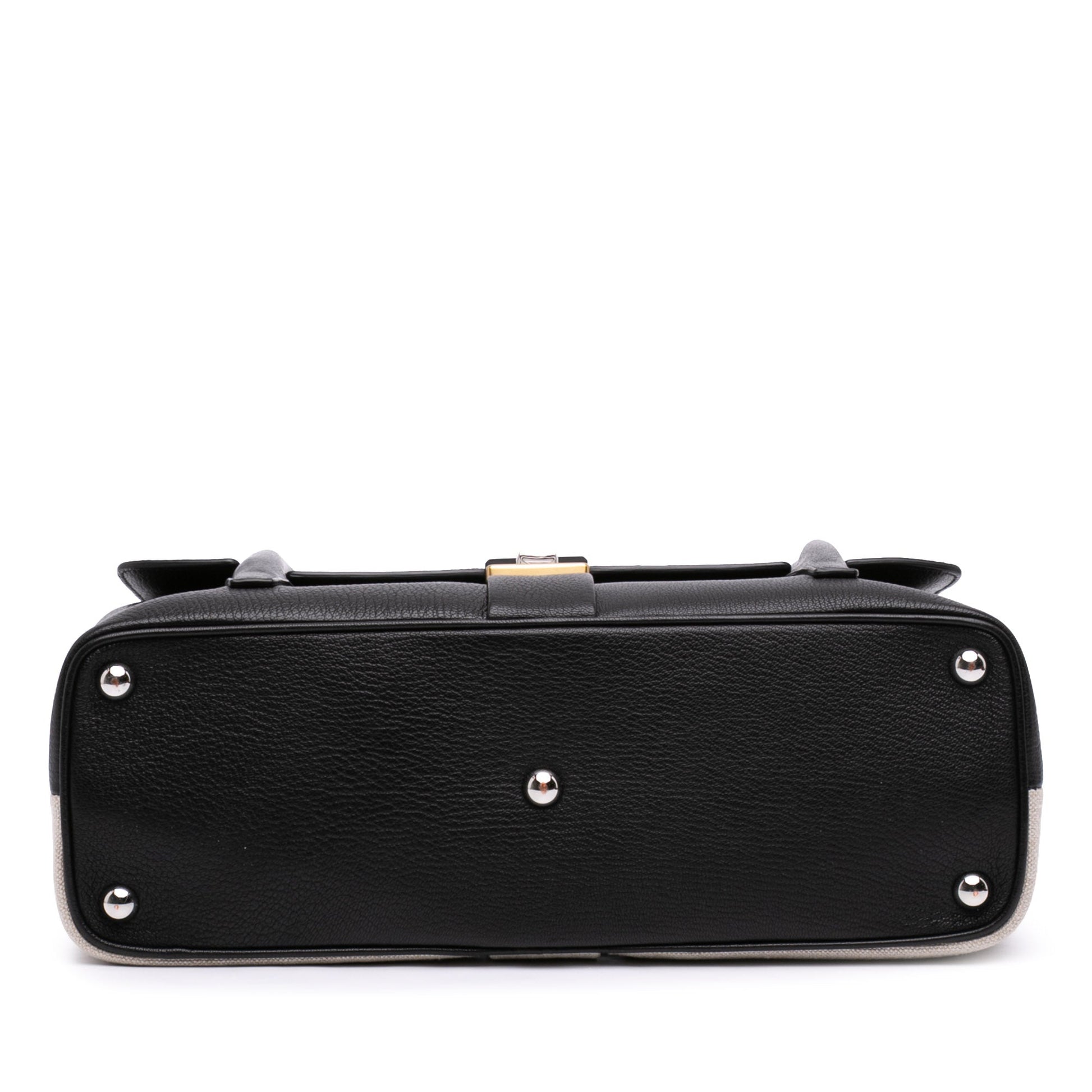 Maison Margiela Bicolor Goatskin and Canvas New Lock Horizontal Satchel