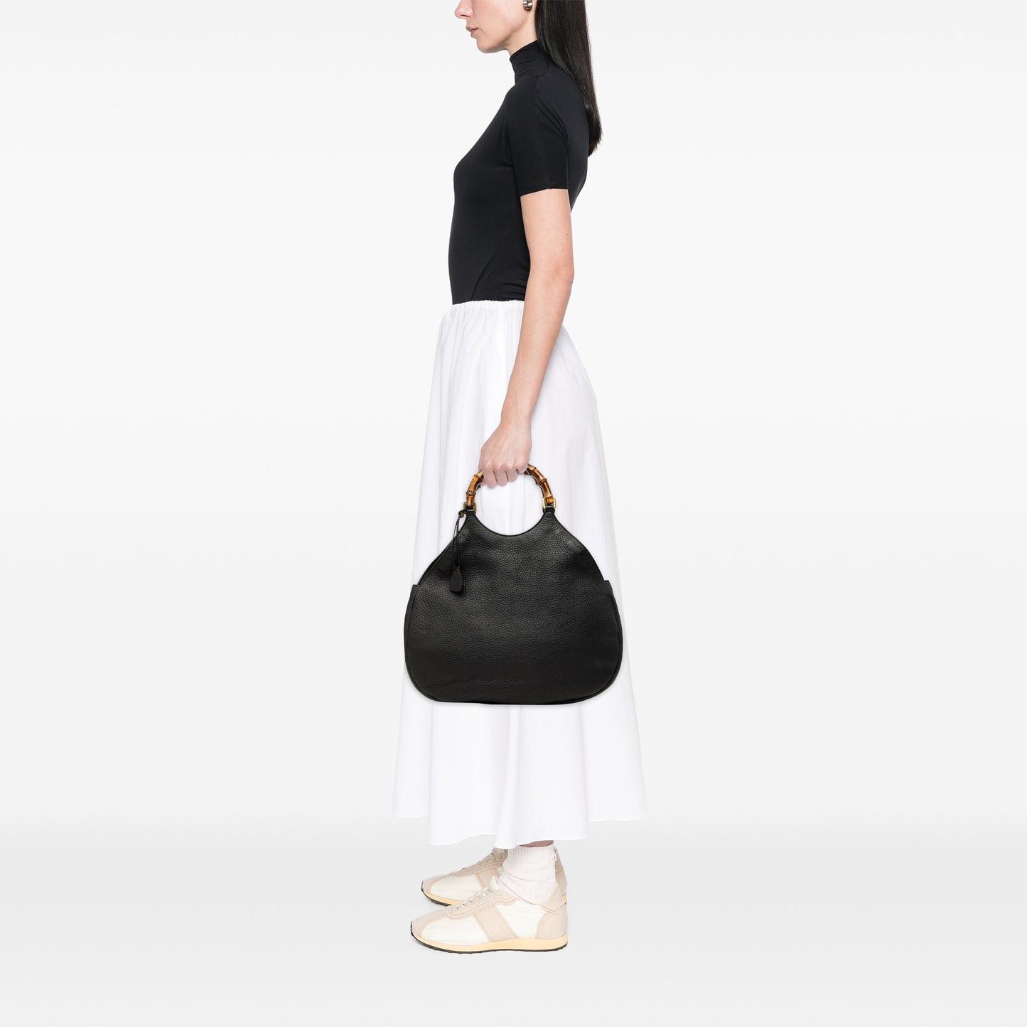 Gucci Pebbled Calfskin Bamboo Hobo