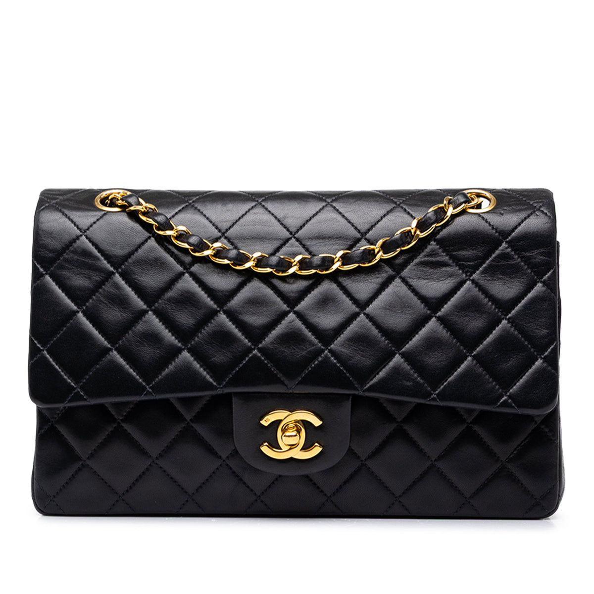 Chanel Medium Classic Lambskin Double Flap — Black