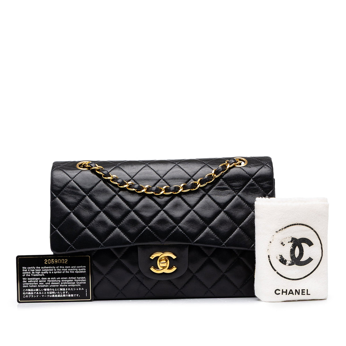 Chanel Medium Classic Lambskin Double Flap — Black